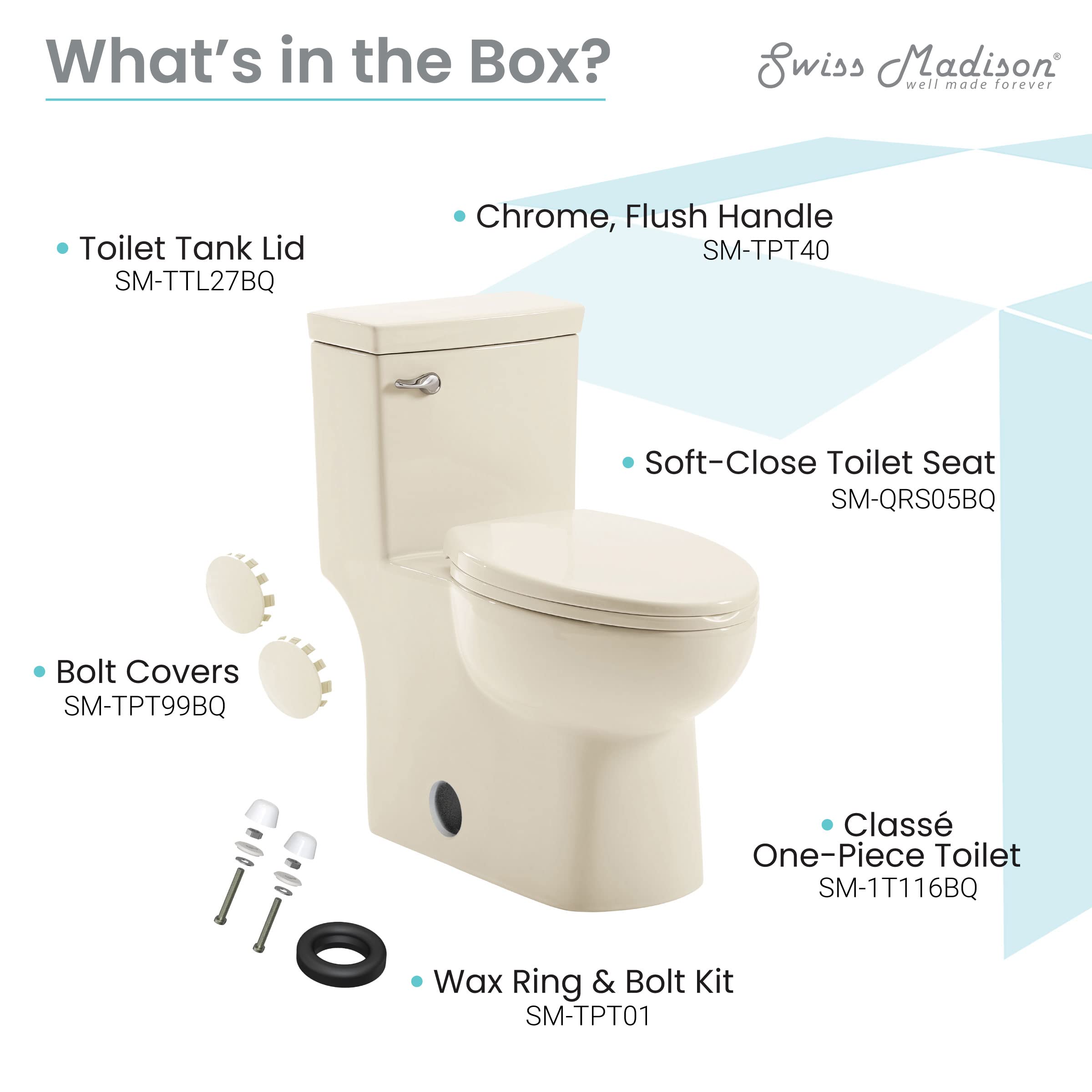 Swiss Madison Classe One Piece Toilet - Modern Elongated ADA Compliant Bathroom Toilet with Dual Flush 1.28 GPF, Front Flush Handle in Bisque Color - Perfect for Residential & Commercial Bathrooms, Hotels and Restrooms