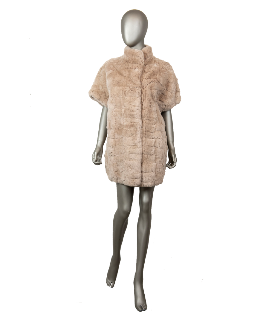 Yves Salomon Honey Color Short Sleeve Fur Jacket Size 42 - Luxury Women's Outerwear for Winter Fashion & Evening Events