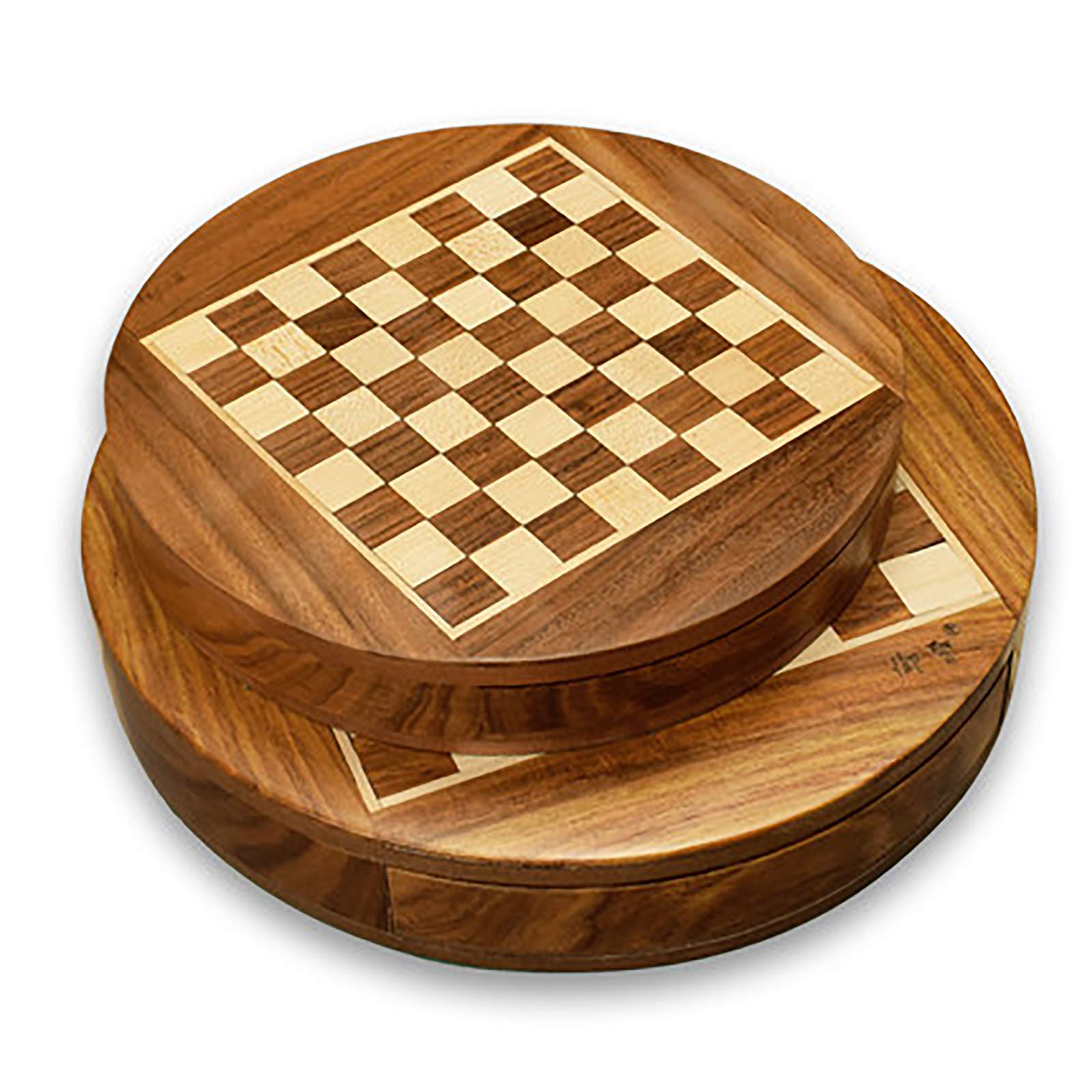 Premium Rosewood Round Magnetic Chess Set with Storage Drawers - Handcrafted Wooden Chess Board Game for Adults & Beginners - Perfect for Home Decor, Family Game Nights & Gift Giving
