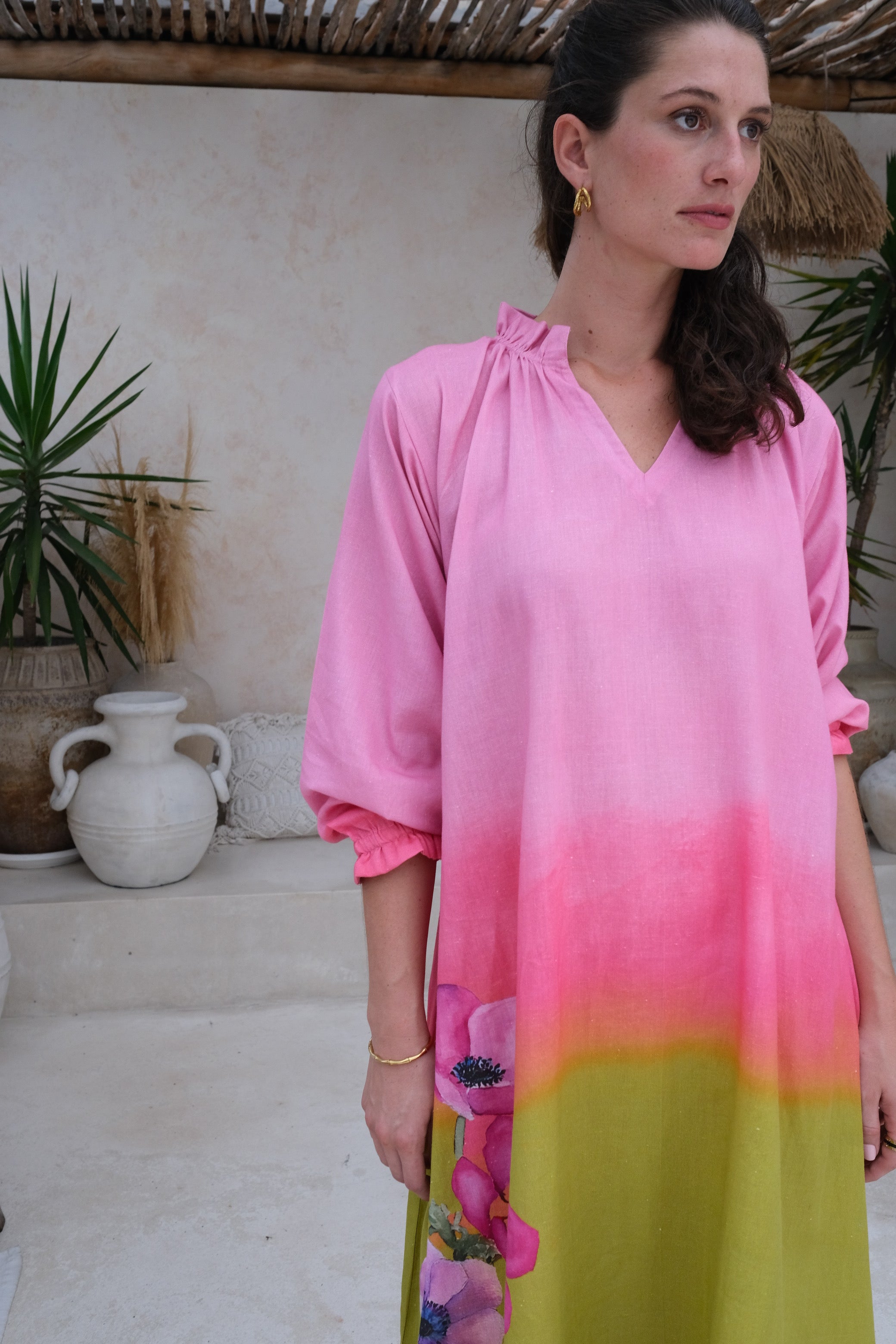 Orion Dress for Women - Elegant Flowy Midi Dress with V-Neck and Long Sleeves | Perfect for Office, Date Night, and Special Occasions