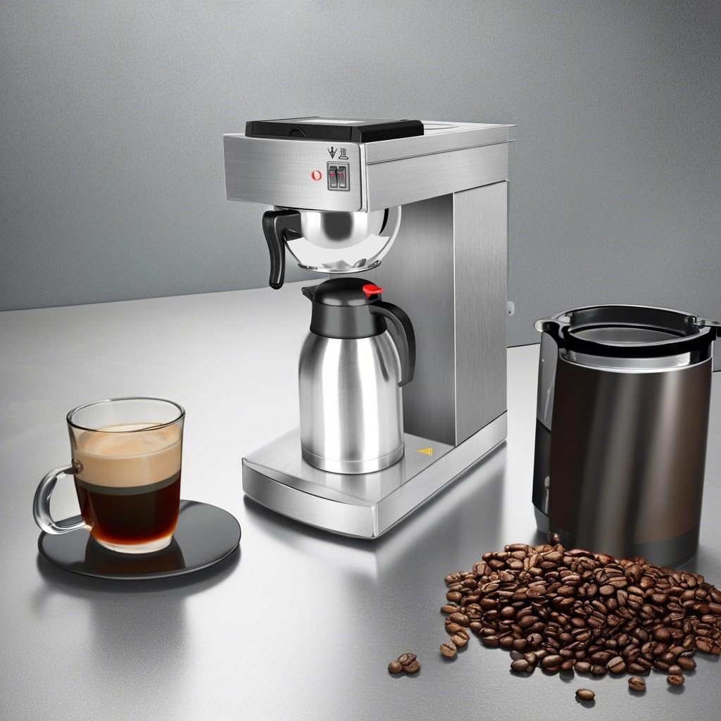 YBSVO Commercial Coffee Maker Brewer Machine (CMA-200-C) - Heavy Duty 12 Cup Coffee Machine for Restaurants, Offices & Cafes - Fast Brewing with Stainless Steel Carafe