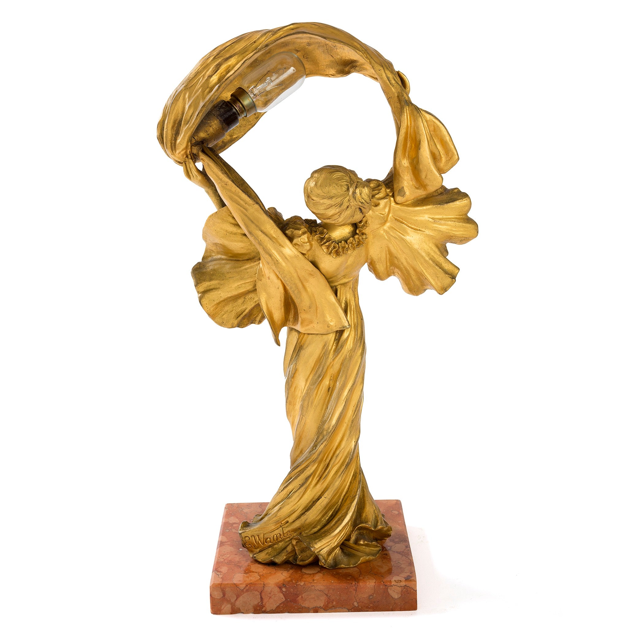 Ernest Wante Loie Fuller Gilt Bronze Sculpture - Antique Art Deco Dancing Figure Statue - Perfect for Home Decor, Office Display & Art Collection