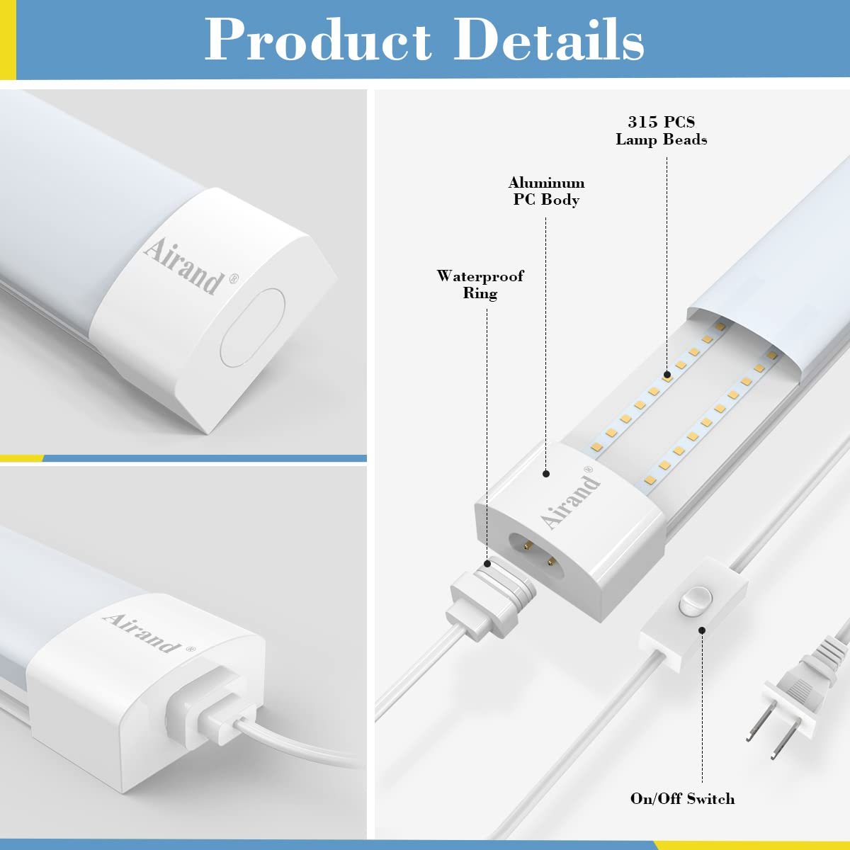 5FT LED Plug in Ceiling Light - 5000K Daylight Shop Light with Waterproof Design for Under Cabinet, Workbench & Garage - Energy Efficient LED Tube Lighting for Basement, Workshop & Home Use