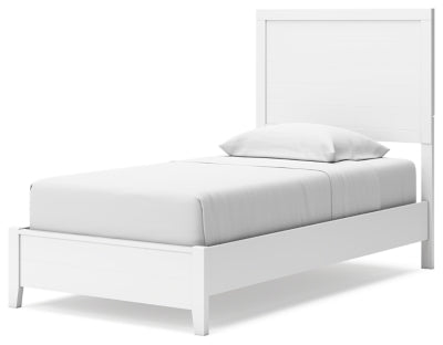 Binterglen Twin Panel Bed Frame - Sturdy Wooden Platform Bed with Headboard & Footboard, Modern Minimalist Design for Small Spaces - Perfect for Kids Rooms, Guest Bedrooms & Dormitories