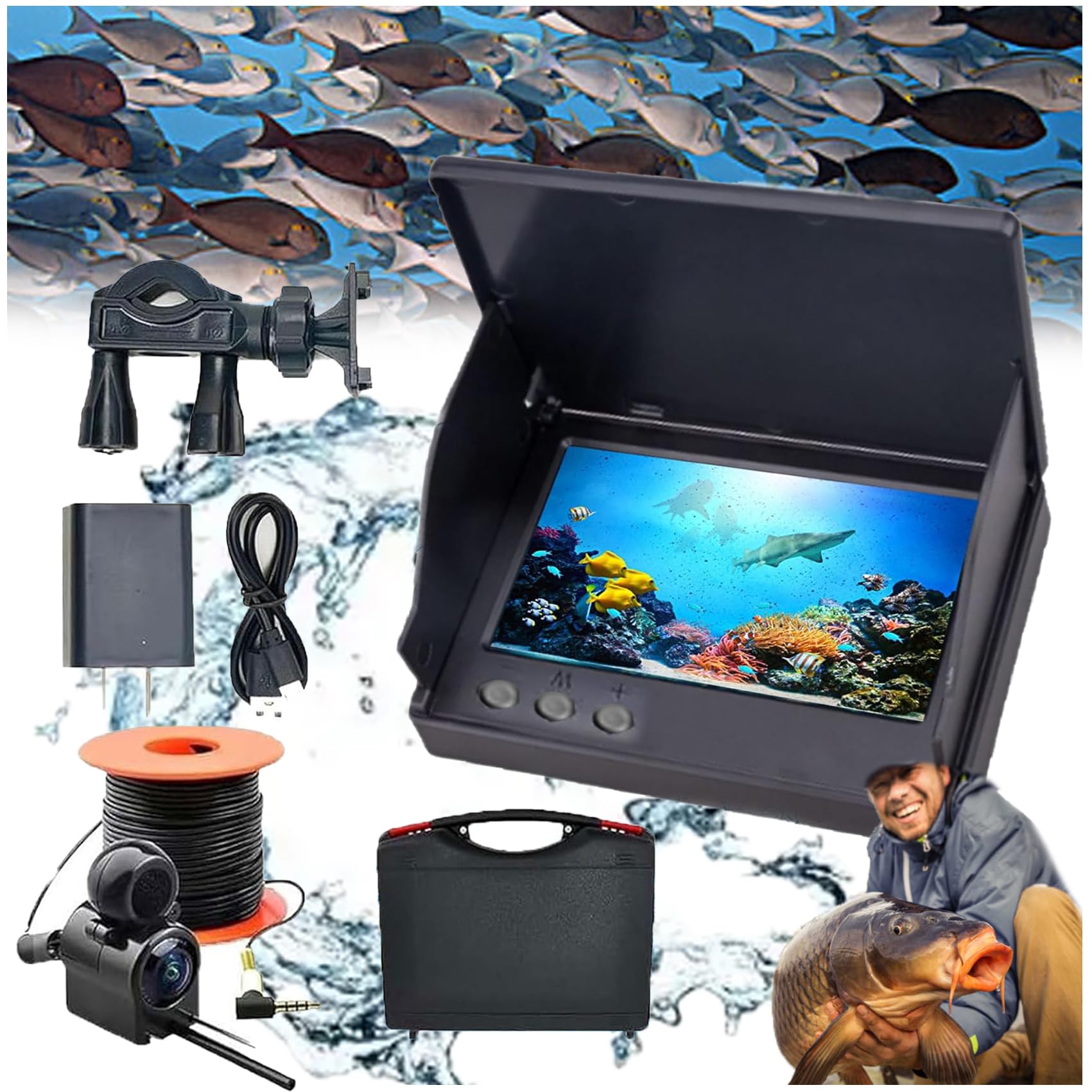 Colitt 4.3/5 Inch Underwater Fishing Camera with 220° Wide View & Infrared Night Vision - IP68 Waterproof Fish Finder for Ice Fishing, Scuba Diving, and Marine Exploration