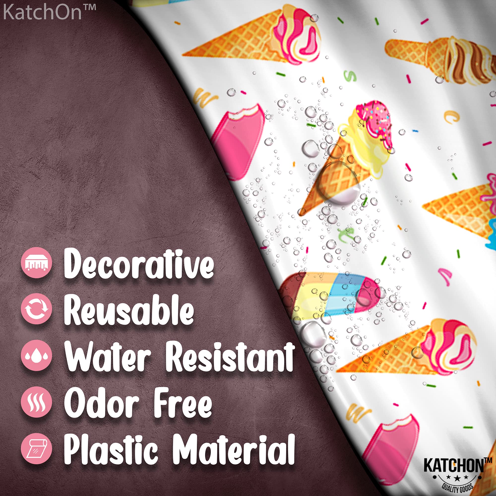 Extra Large Ice Cream Tablecloth & Balloons Set - Pack of 10 | Waterproof Party Table Cover for Ice Cream Themed Birthday, Baby Shower & Summer Celebrations | Cute Dessert Decorations for Indoor/Outdoor Events