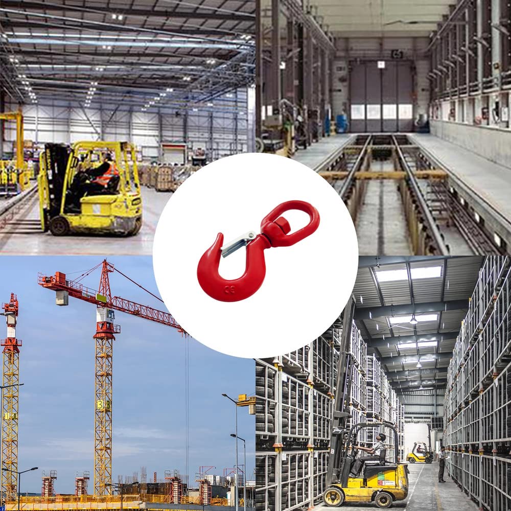 7 Ton Heavy Duty Swivel Lifting Hook with Safety Latch - Crane Rigging Hook for Construction, Marine, and Industrial Lifting Applications (7T)