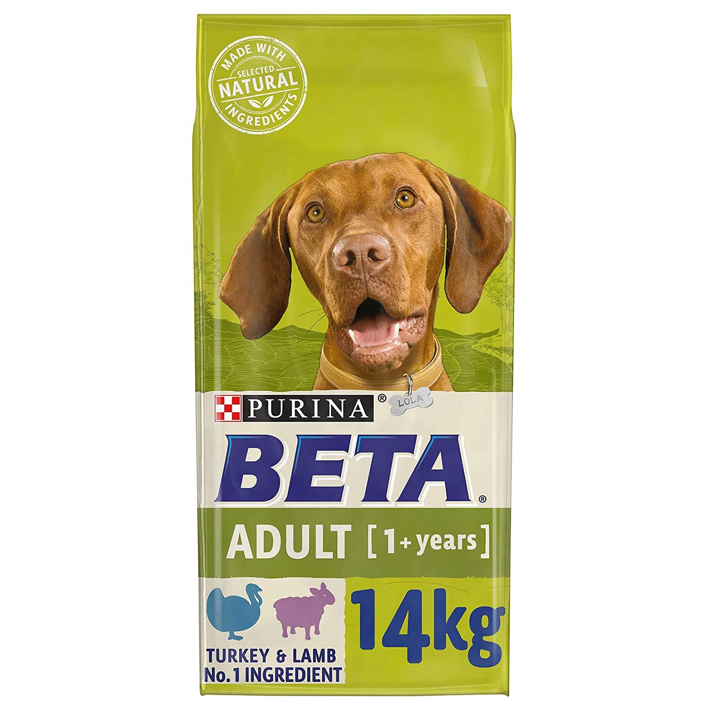 Purina Beta Adult Dry Dog Food with Turkey & Lamb - 14KG High Protein Nutrition for Medium & Large Breed Dogs - Perfect for Daily Meals & Active Lifestyles