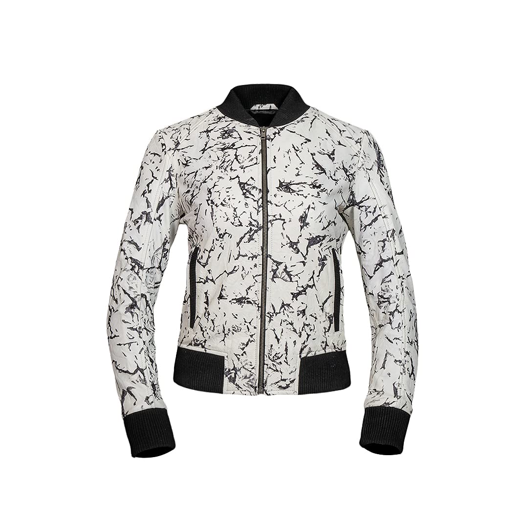 Outfitwears Women's Genuine Leather Bomber Varsity Jacket - Classic Pilot Style Winter Coat for Women | Perfect for Casual Outfits, Date Nights & Cold Weather Fashion