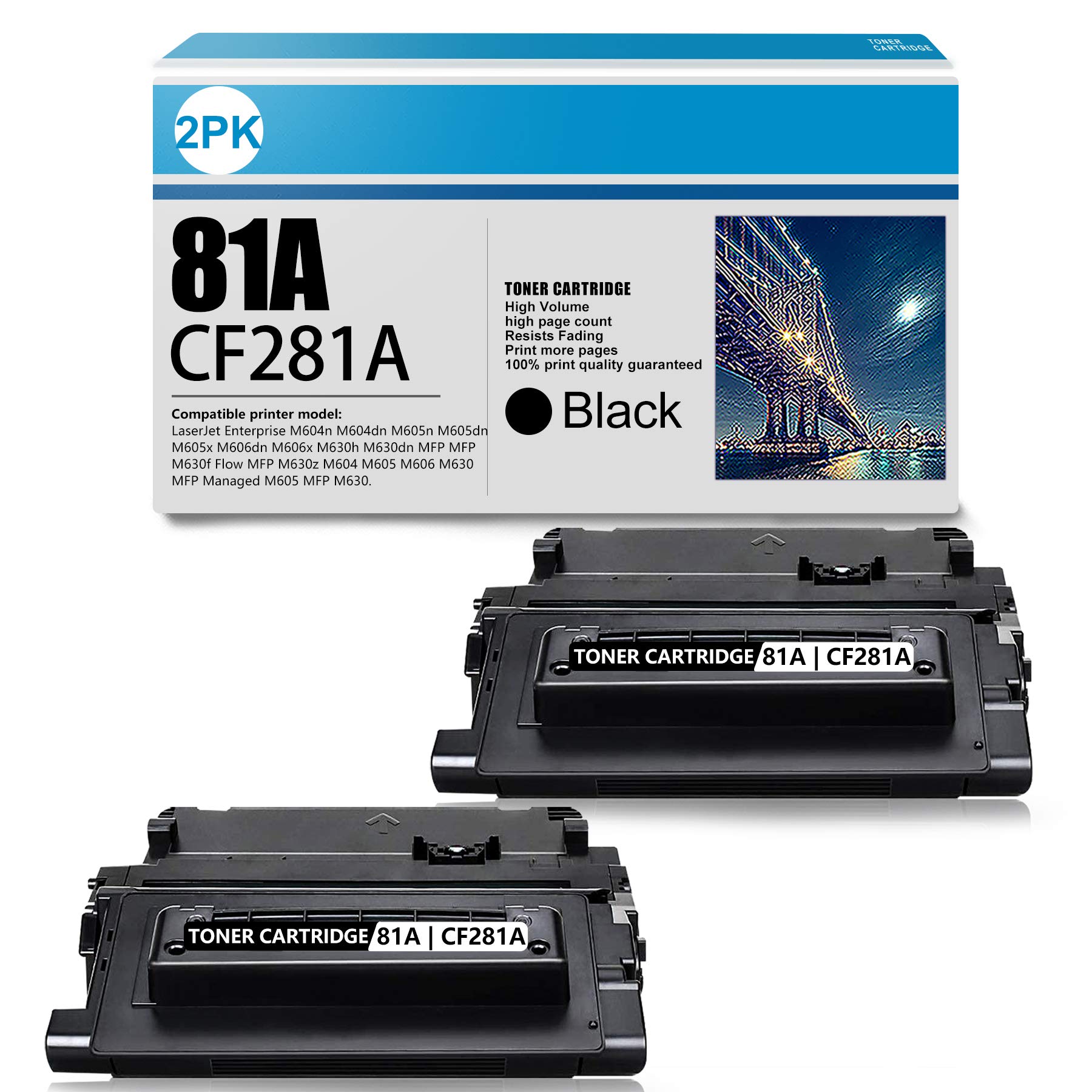 High Yield CF281A Toner Cartridge Replacement for HP M606dn M606x M630 Series Printers | 2-Pack Black | Compatible with HP Enterprise M604 M605 M606 M630 Models | Ideal for Office Printing & High Volume Documents