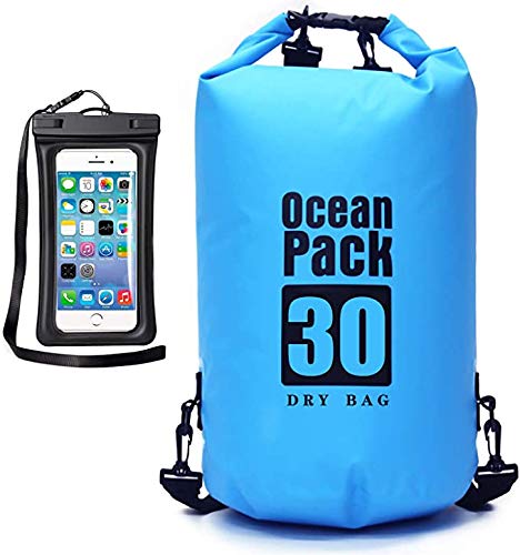 Waterproof Dry Bag with Adjustable Shoulder Strap & Phone Case - Lightweight Roll Top Dry Storage Backpack for Travel, Kayaking, Boating, Swimming, Camping - Keep Gear Safe in Water Sports & Outdoor Adventures