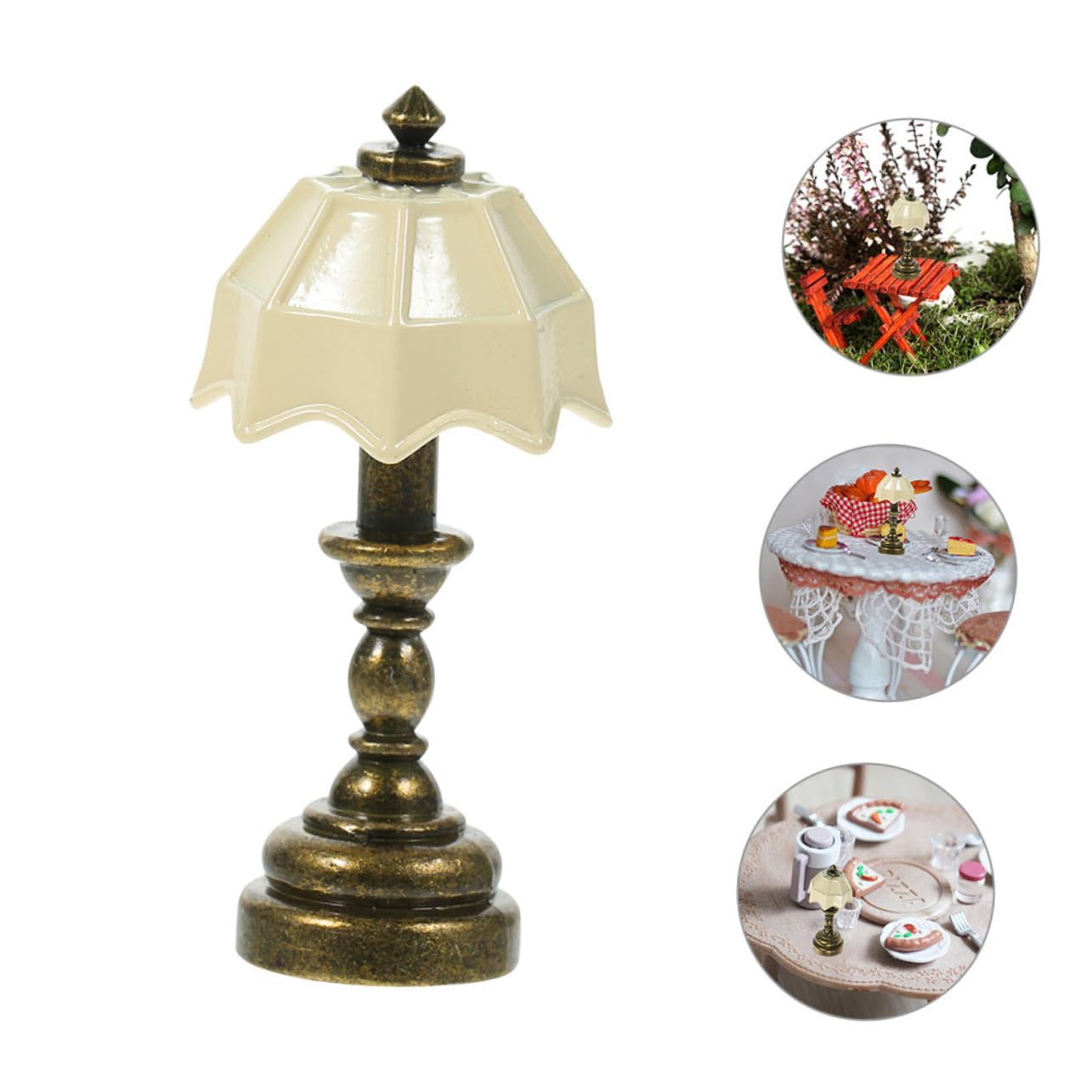 Vintage Miniature Desk Lamp Set of 3 - Mini Dollhouse Lighting for DIY Scenes, Fairy Gardens & Model Displays