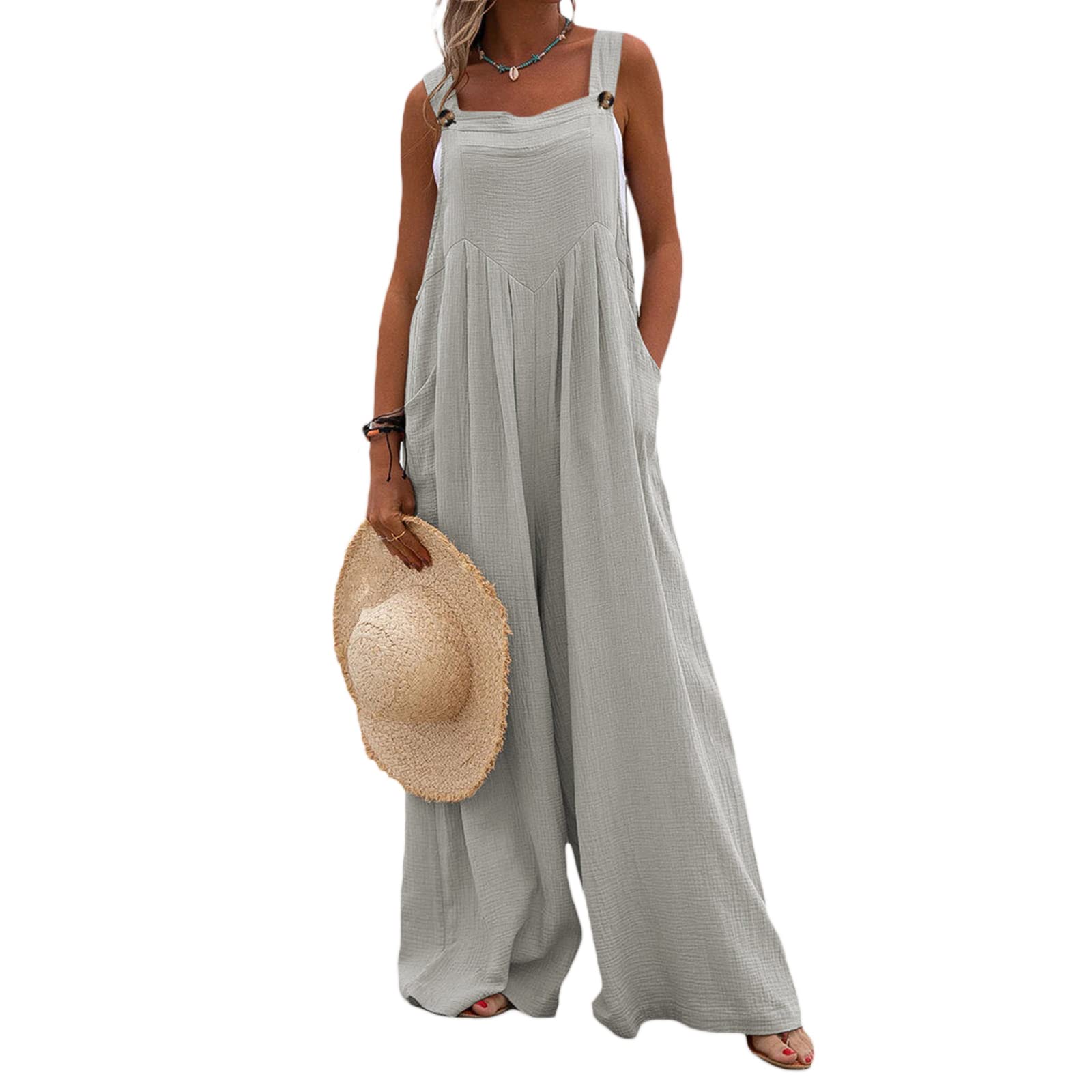 Giraropa Plus Size Women's Overalls - Casual Baggy Jumpsuit with Pockets, Long Bib Pants & Wide Leg Design | Perfect for Work, Outdoor Activities & Everyday Wear