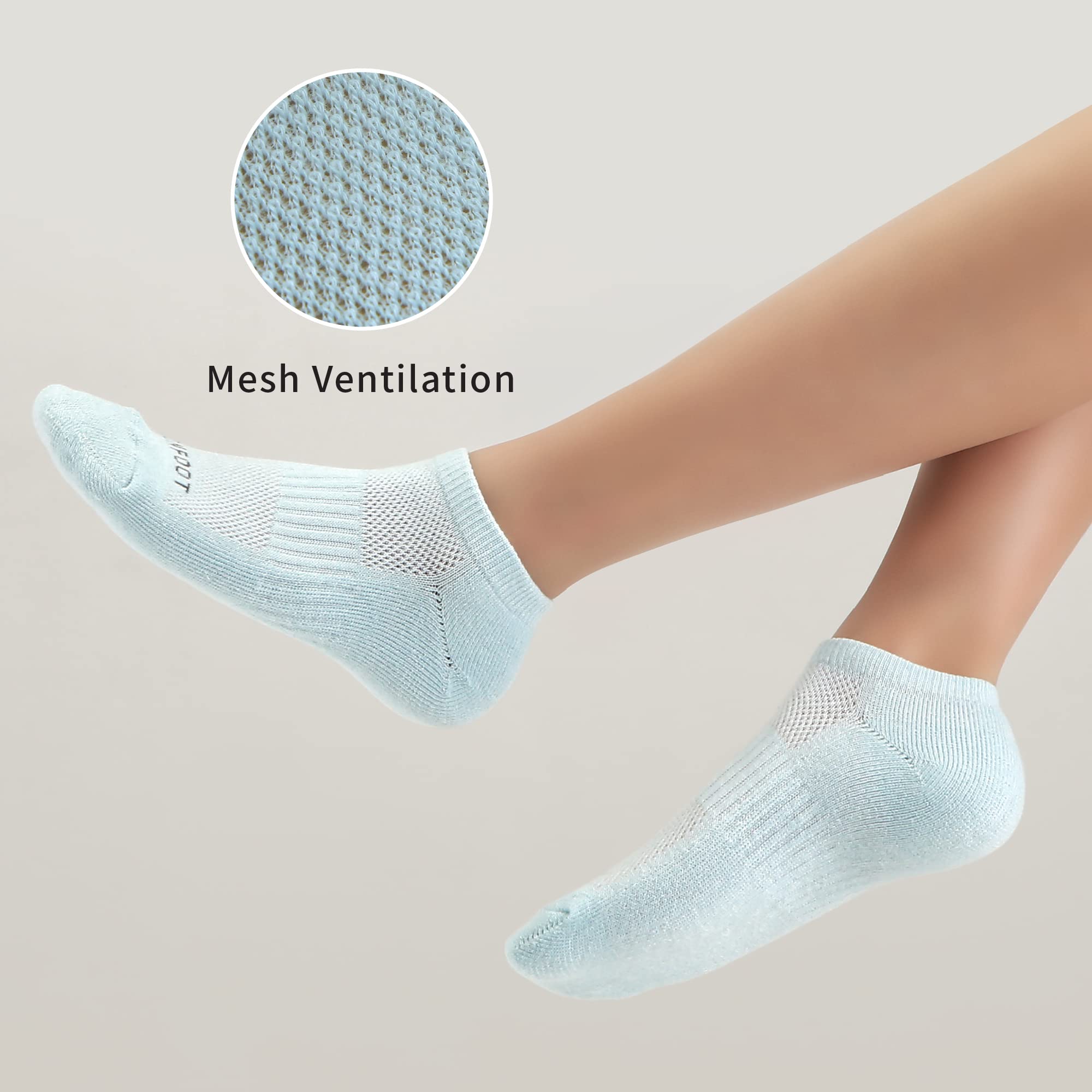 MONFOOT 4 Pairs Athletic Cushion Ankle Socks for Men & Women - Breathable Mesh Running Socks with Arch Support - Perfect for Sports, Gym, Hiking & Daily Wear