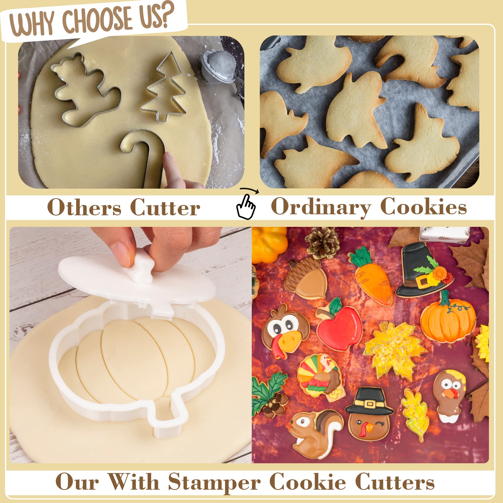 Flycalf Cookie Cutters Set with Plunger Stamps - 3.5