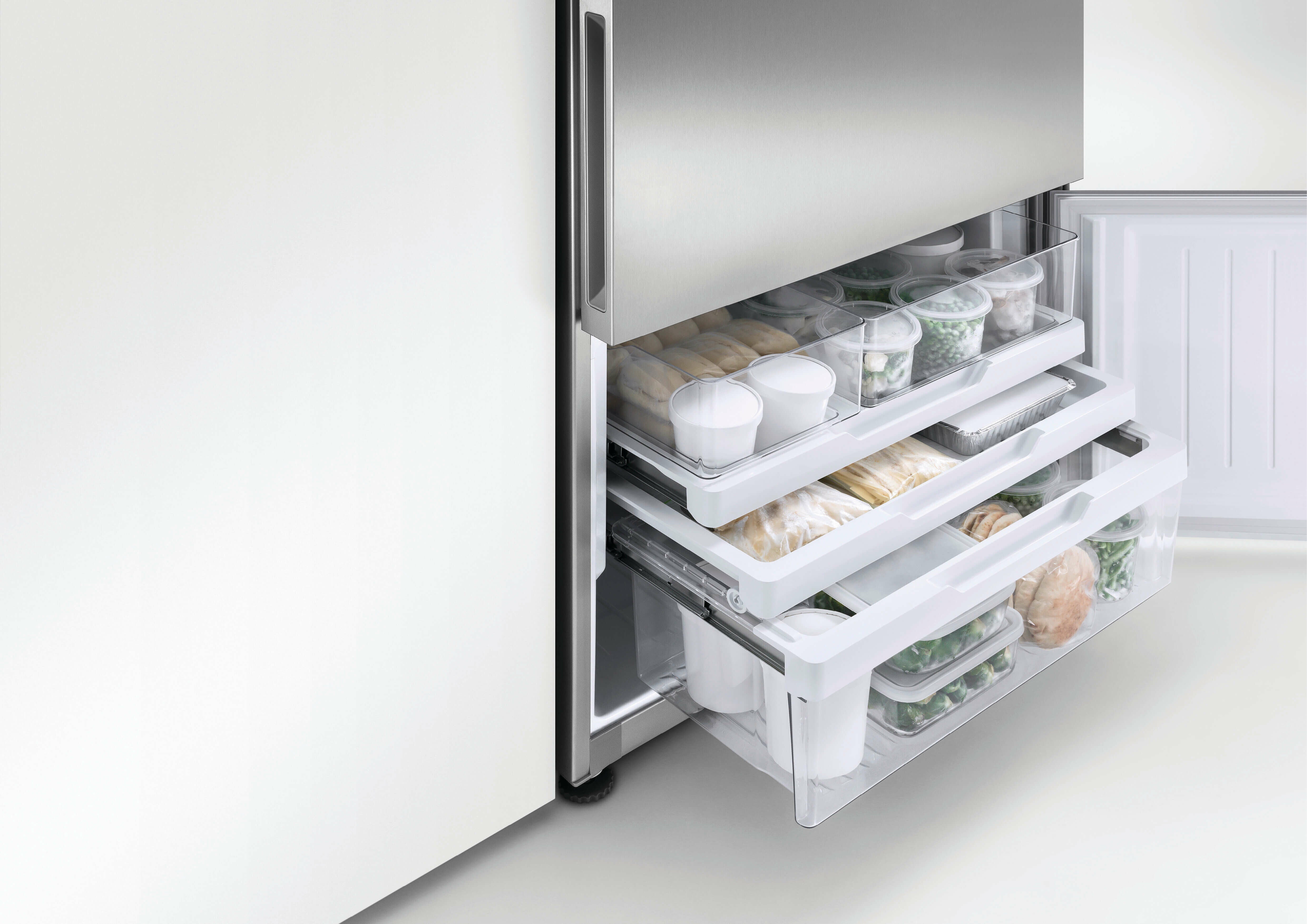 Fisher & Paykel 494L Bottom Mount Refrigerator with ActiveSmart Technology - Stainless Steel RF522BRPX6 | Energy Efficient French Door Fridge for Modern Kitchen & Open Plan Living Spaces
