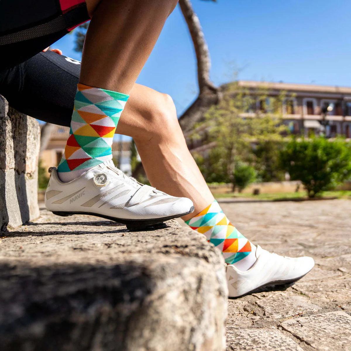 Breathable Green Cycling Socks for Men & Women - Moisture Wicking Sports Socks for Road Biking, Mountain Biking & Indoor Cycling