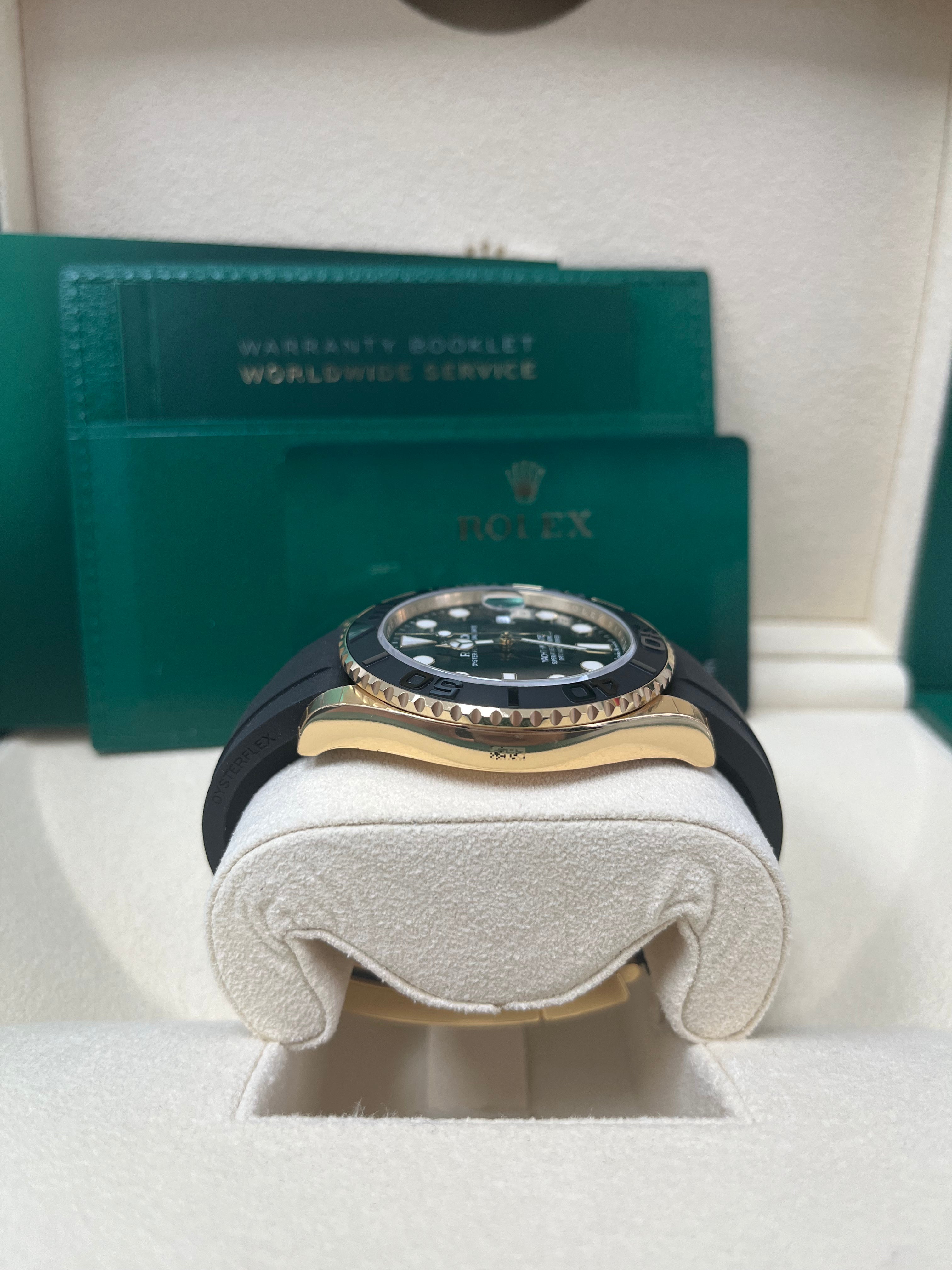 Rolex Yacht Master 42 Watch - 18K Yellow Gold, Black Dial, Oysterflex Strap (Ref.226658) | Luxury Men's Diving Watch for Sailing & Special Occasions