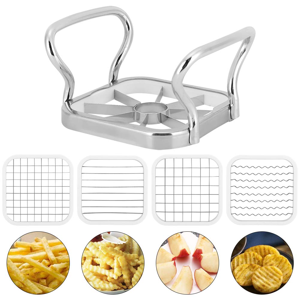5-in-1 Stainless Steel French Fry Cutter & Vegetable Chopper - Potato, Fruit Slicer & Chipper Maker for Perfect Fries - Ideal for Home Kitchens, Restaurants & Meal Prep