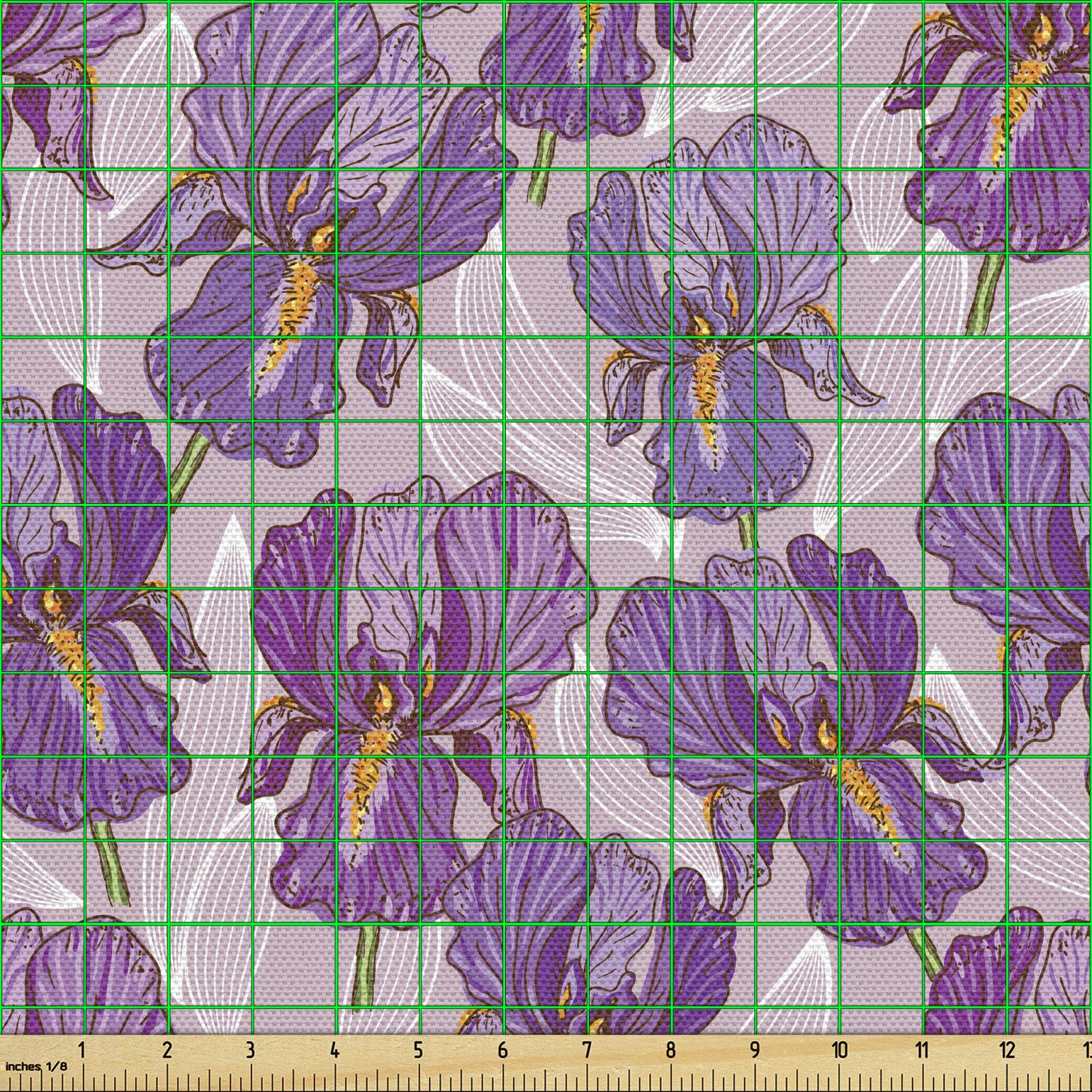 Lunarable Violet Fabric by The Yard - Purple Iris Flowers Hand Drawn Floral Bouquet Sketch Art | Decorative Upholstery & Home Accent Fabric (10 Yards, Lavender) | Perfect for DIY Curtains, Pillow Covers & Craft Projects