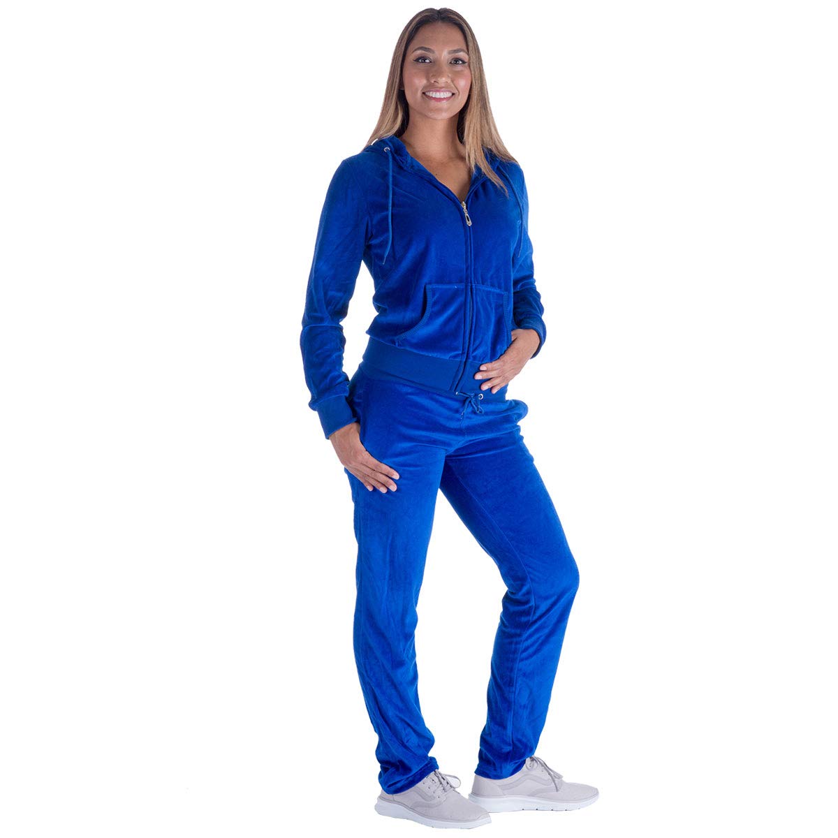 Facitisu Women's Velour Tracksuit Set - 2 Piece Jogging Outfit with Hoodie & Sweatpants for Gym, Yoga & Casual Wear