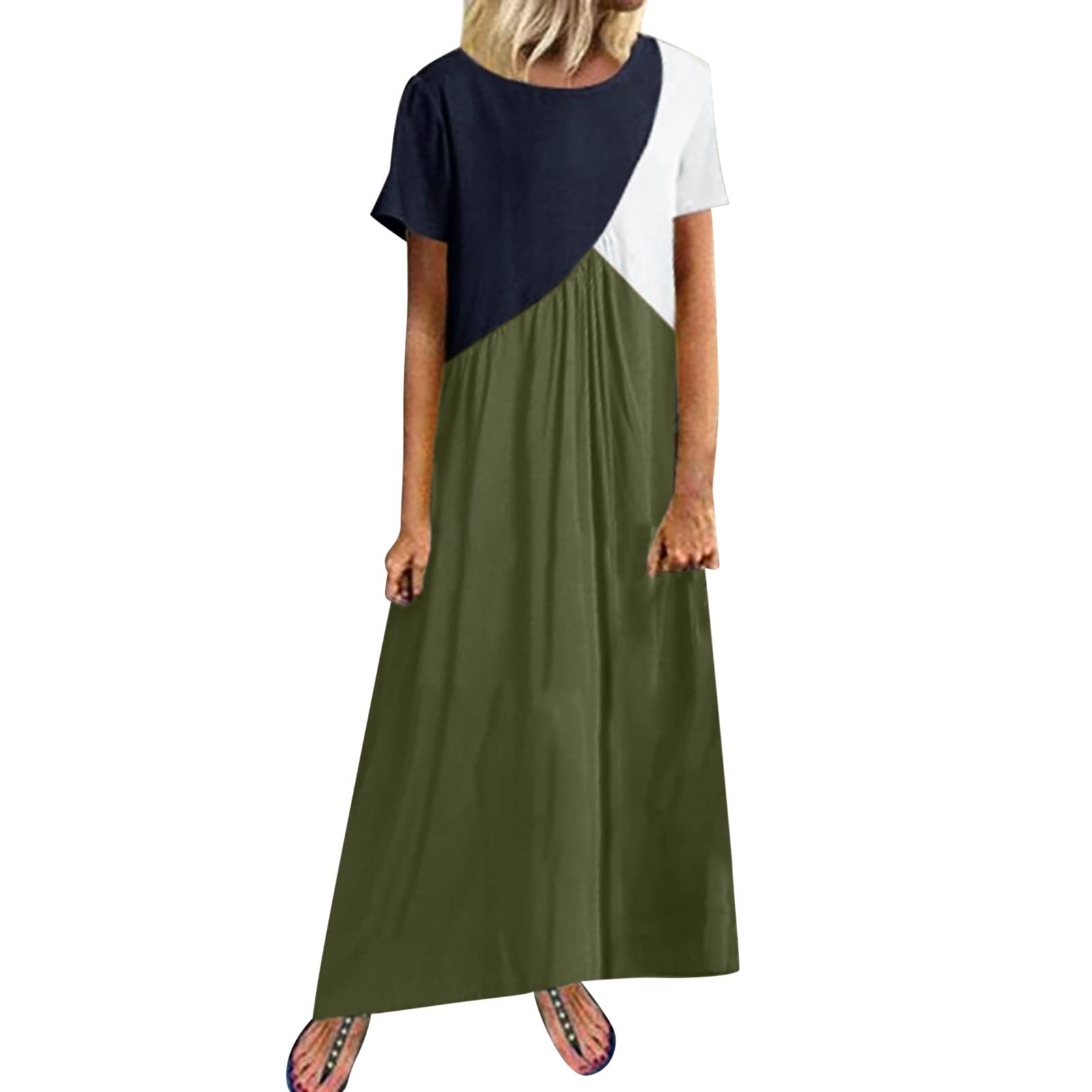 Floral Plus Size Summer Dress for Women - Casual Short Sleeve Round Neck Loose Long Maxi Dress | Beach, Party & Vacation Wear