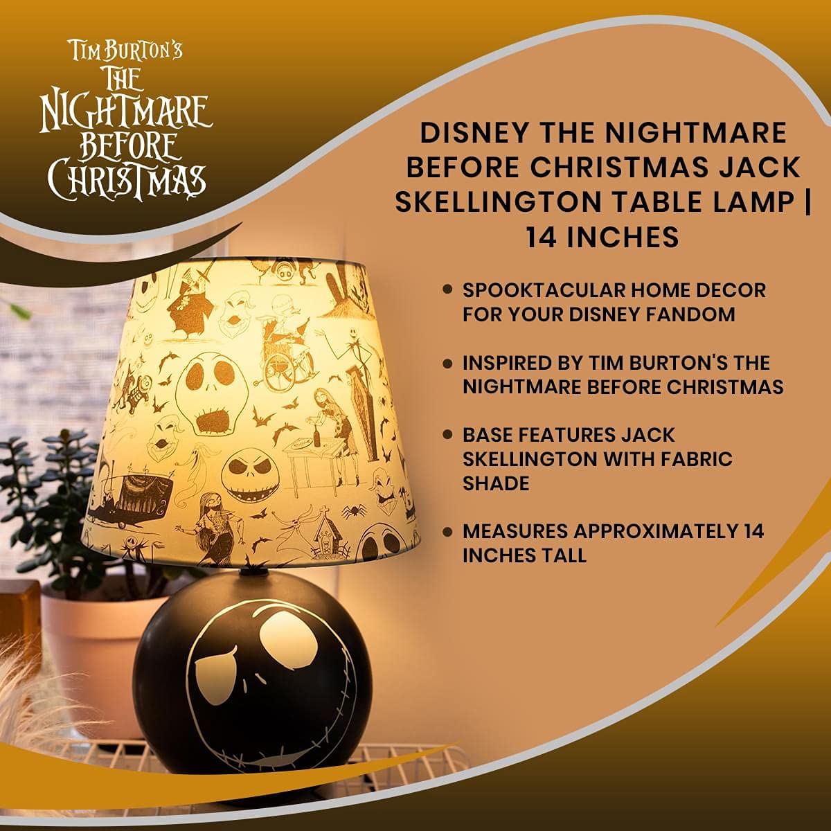 Disney The Nightmare Before Christmas Jack Skellington LED Table Lamp - 14