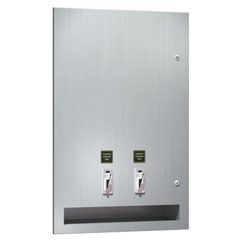 ASI 6468 Recessed Sanitary Napkin & Tampon Dispenser - Satin Finish | Wall-Mounted Feminine Hygiene Solution for Restrooms, Schools & Offices