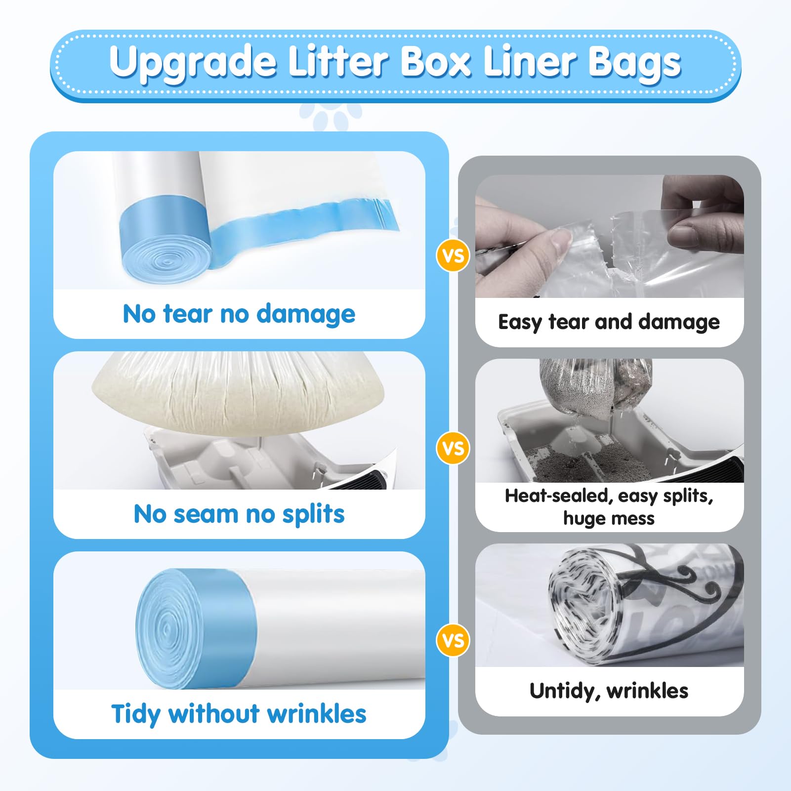 Self-Cleaning Cat Litter Box Liners - 60 Count Drawstring Waste Bags, Compatible with Automatic Litter Robot & Smart Litter Boxes | Odor Control, Leak-Proof Design for Easy Cleanup | Perfect for Multi-Cat Homes & Busy Pet Owners
