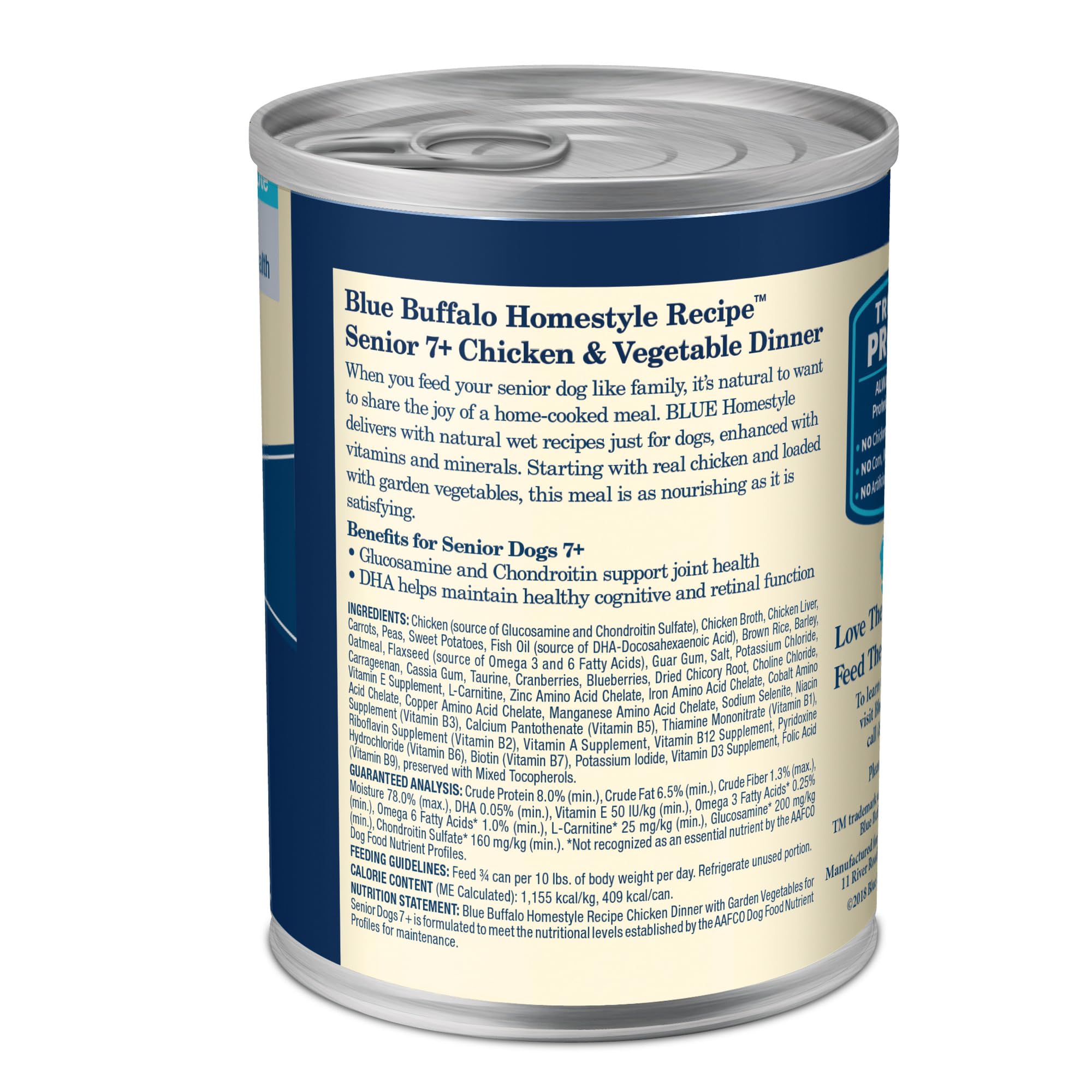 Blue Buffalo Homestyle Recipe Senior Wet Dog Food - Natural Chicken & Garden Vegetables, 12.5oz Cans (12 Pack) | High Protein Meal for Aging Dogs | Perfect for Senior Dogs with Sensitive Stomachs or Low Appetite