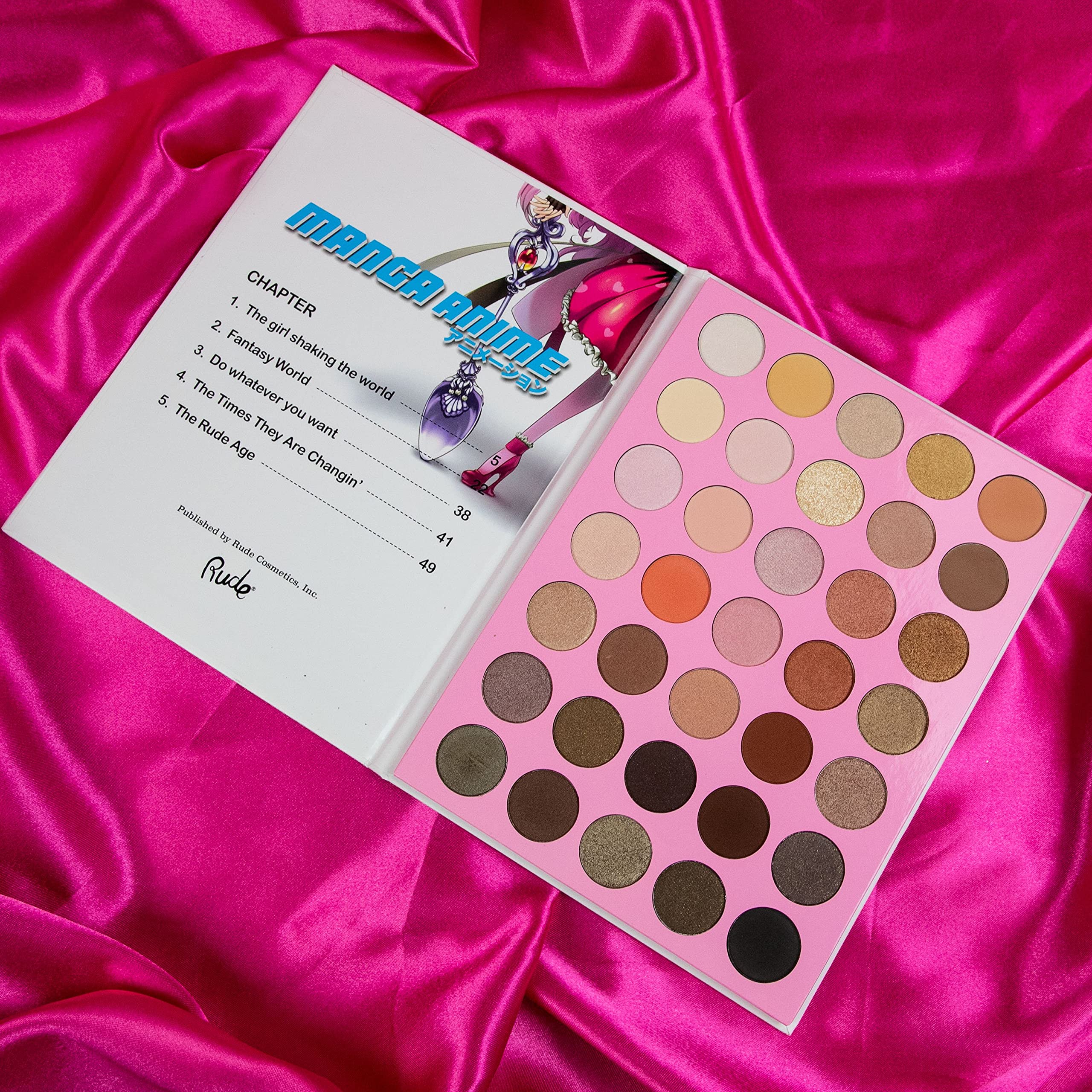 Rude Cosmetics Manga Anime 35 Color Eyeshadow Palette Book 2 - Highly Pigmented Eye Shadow Palette for Women (1.34 oz) | Perfect for Cosplay, Halloween Makeup & Everyday Glam Looks