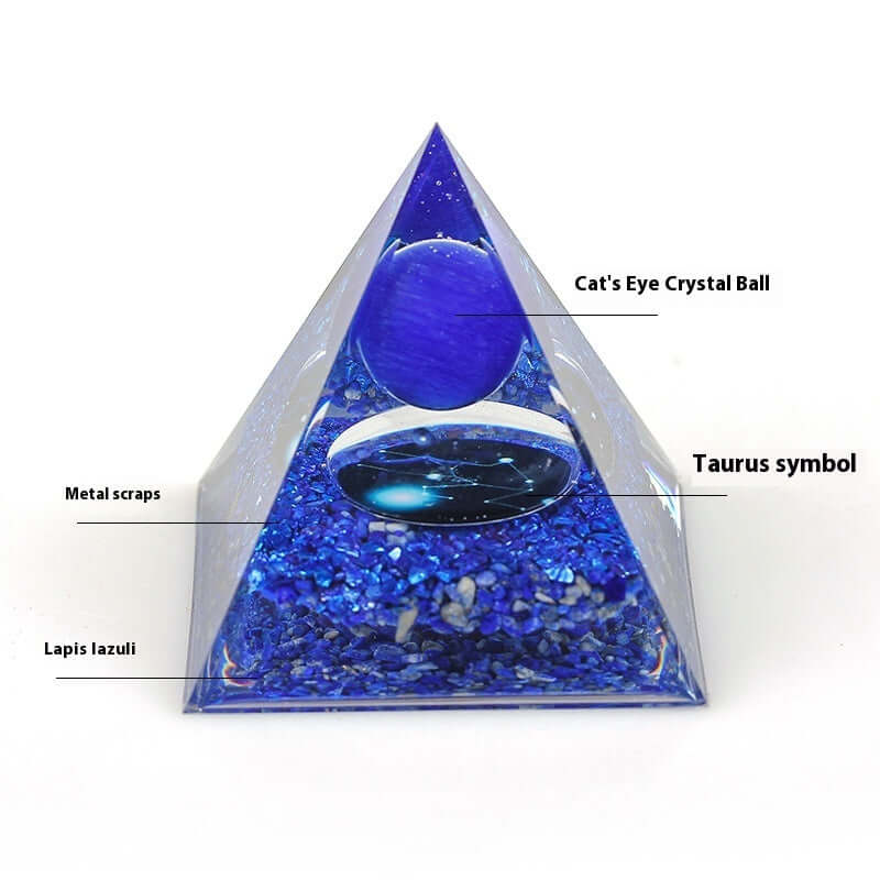 Handmade Zodiac Pyramid Crystal Decor - Feng Shui Home & Office Ornament | Perfect for Meditation, Gift Giving & Spiritual Spaces (A6655)