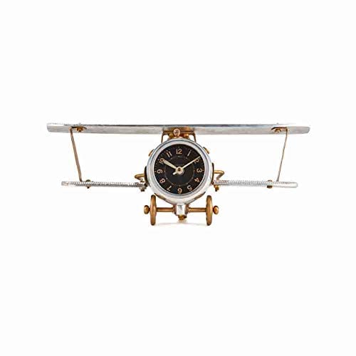 Pendulux - Vintage Biplane Table Clock | Retro Desk Clock for Home & Office Decor | Perfect Gift for Aviation Enthusiasts & Collectors