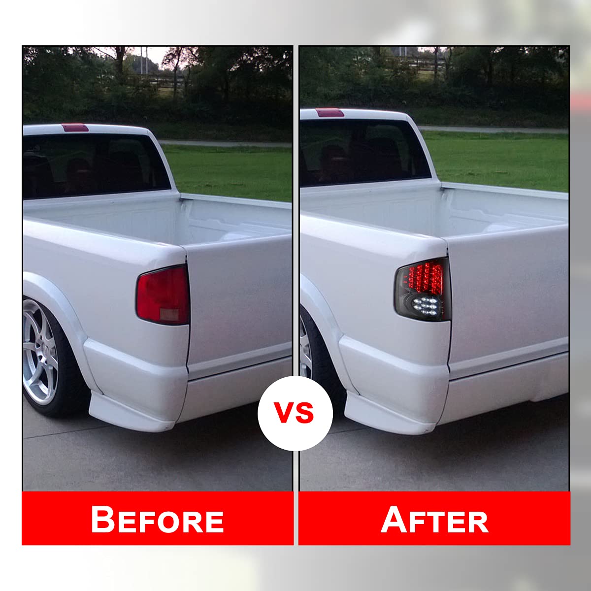 Nixon Offroad LED Tail Lights for Chevy S10 1994-2004, GMC Sonoma 1994-2004 & Isuzu Hombre 1996-2000 - Chrome Housing with Smoke Lens - Direct Replacement Rear Lamps Assembly - Perfect for Off-Roading, Night Driving & Truck Customization