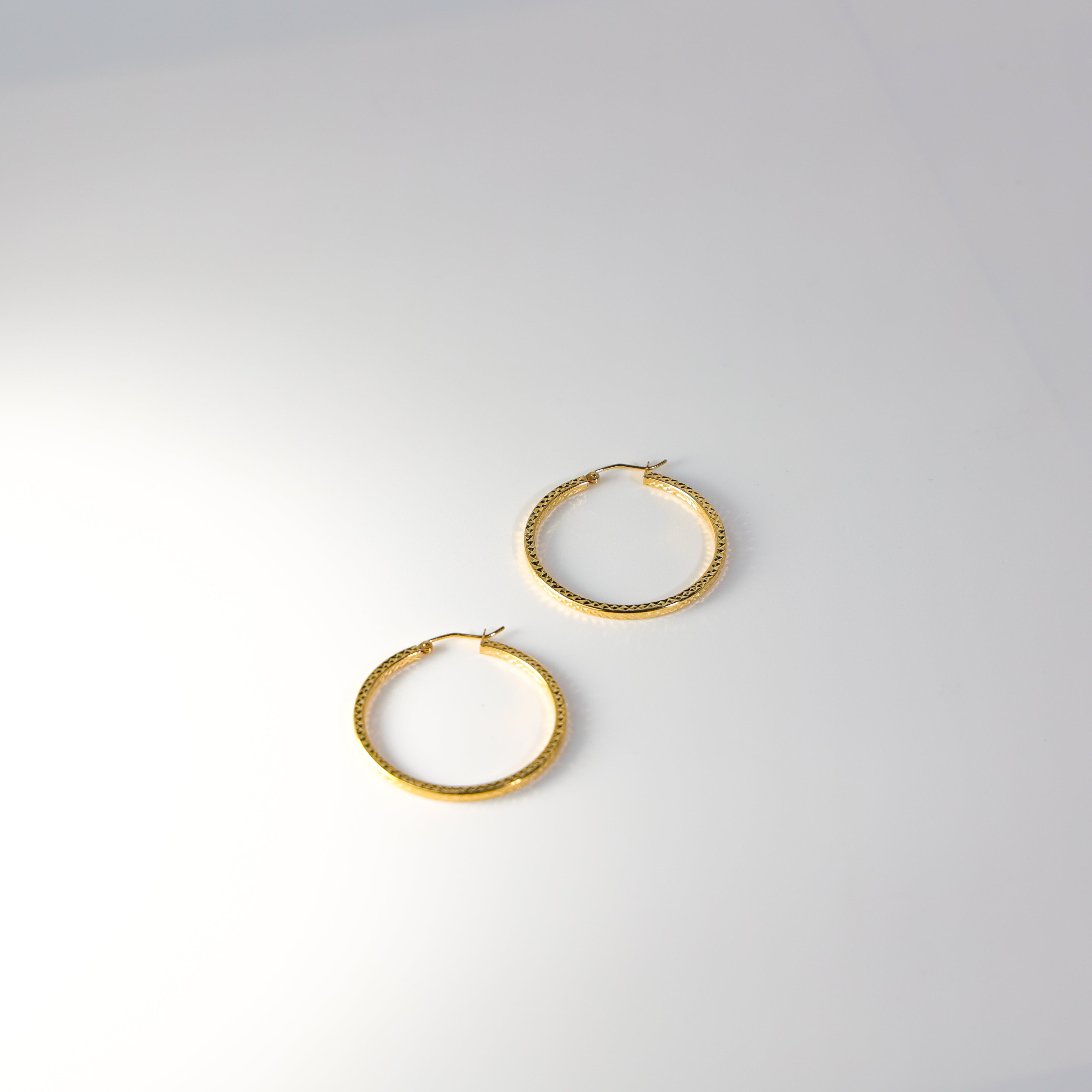 14K Gold Diamond Cut Hoop Earrings 34mm Wide - Elegant Dangle Earrings for Women | Perfect for Parties, Weddings & Everyday Wear (Model 0938)