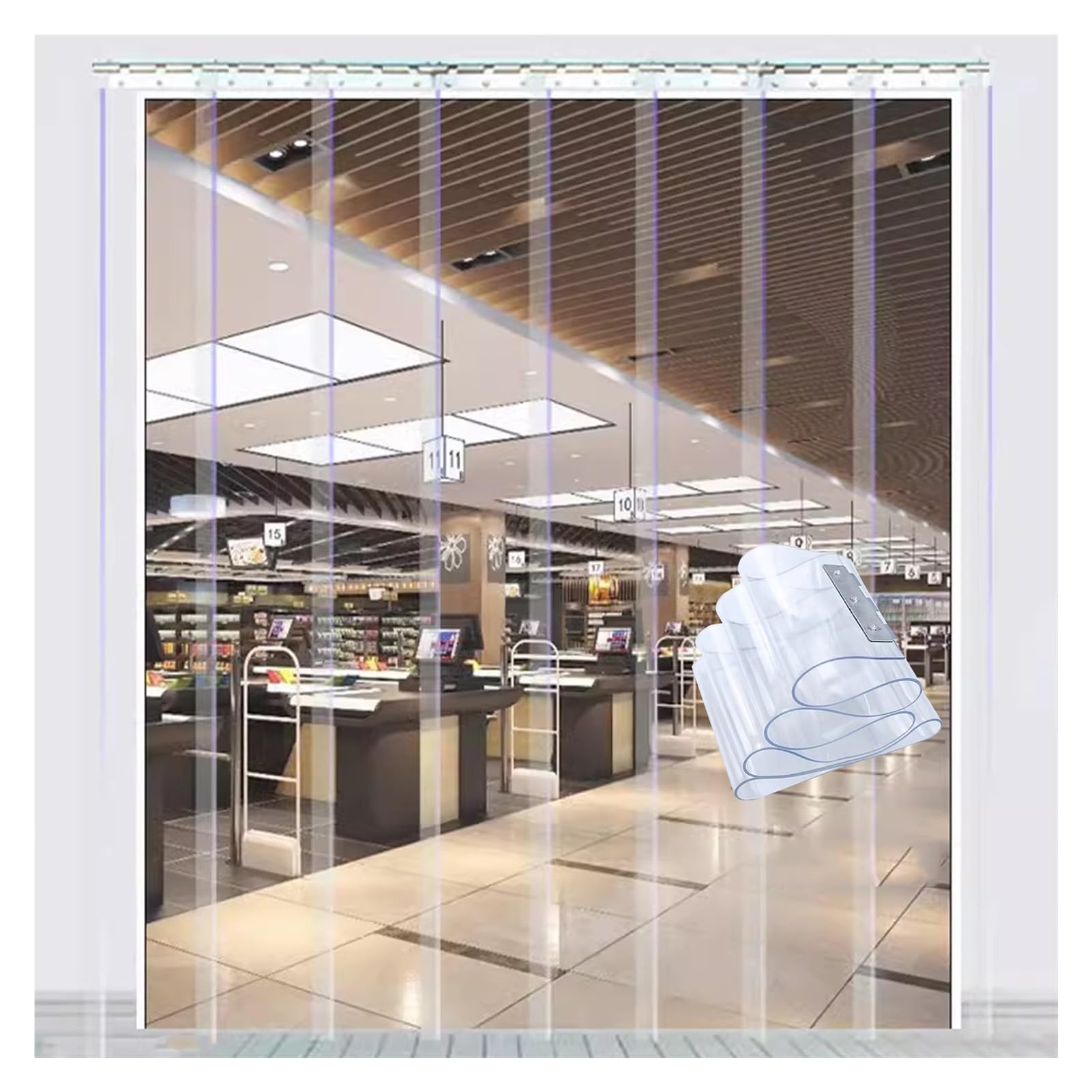 Clear PVC Door Curtain Strips - 47.24x82.68in Waterproof Vinyl Strip Curtain for Butcher, Fridge, Freezer, Walk-in Cooler - Thermal Insulation, Dust & Insect Barrier for Commercial & Home Use