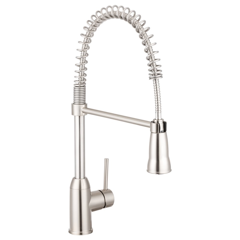 Durable RV Swivel Kitchen Faucet with Pull-Down Sprayer for Sink - Brushed Nickel