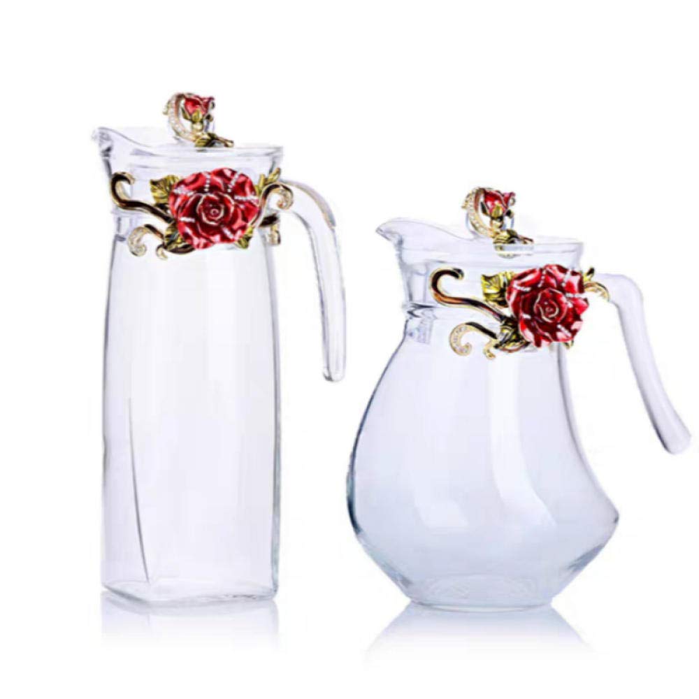 Blue Rose Glass Teapot 1300ml - Heat Resistant for Hot & Cold Drinks, Perfect for Tea, Coffee & Infusions - Ideal for Home, Office & Gift Giving
