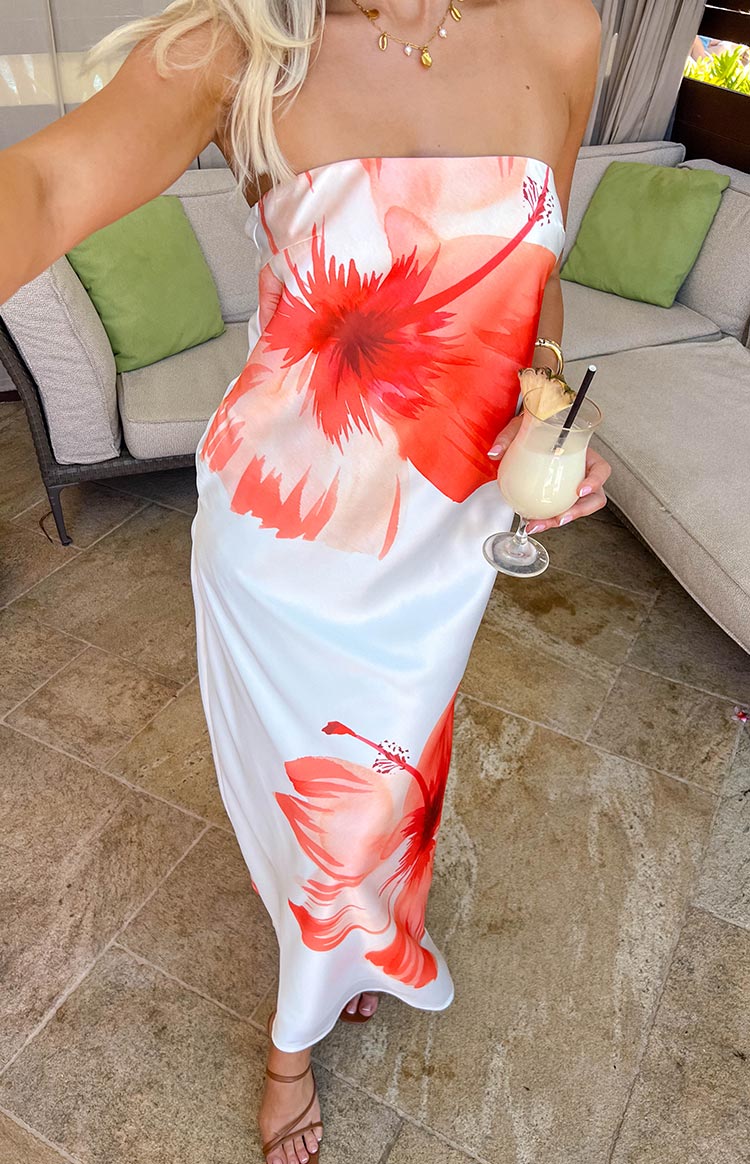 Elegant White Floral Maxi Dress for Women - Summer Beach Wedding Party & Vacation Outfit