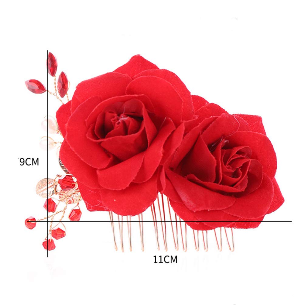 Minkissy Rose Hair Comb for Women - Elegant Bridal Wedding Hair Accessory, Prom & Special Occasion Hair Jewelry for Girls - Perfect for Weddings, Proms, and Formal Events