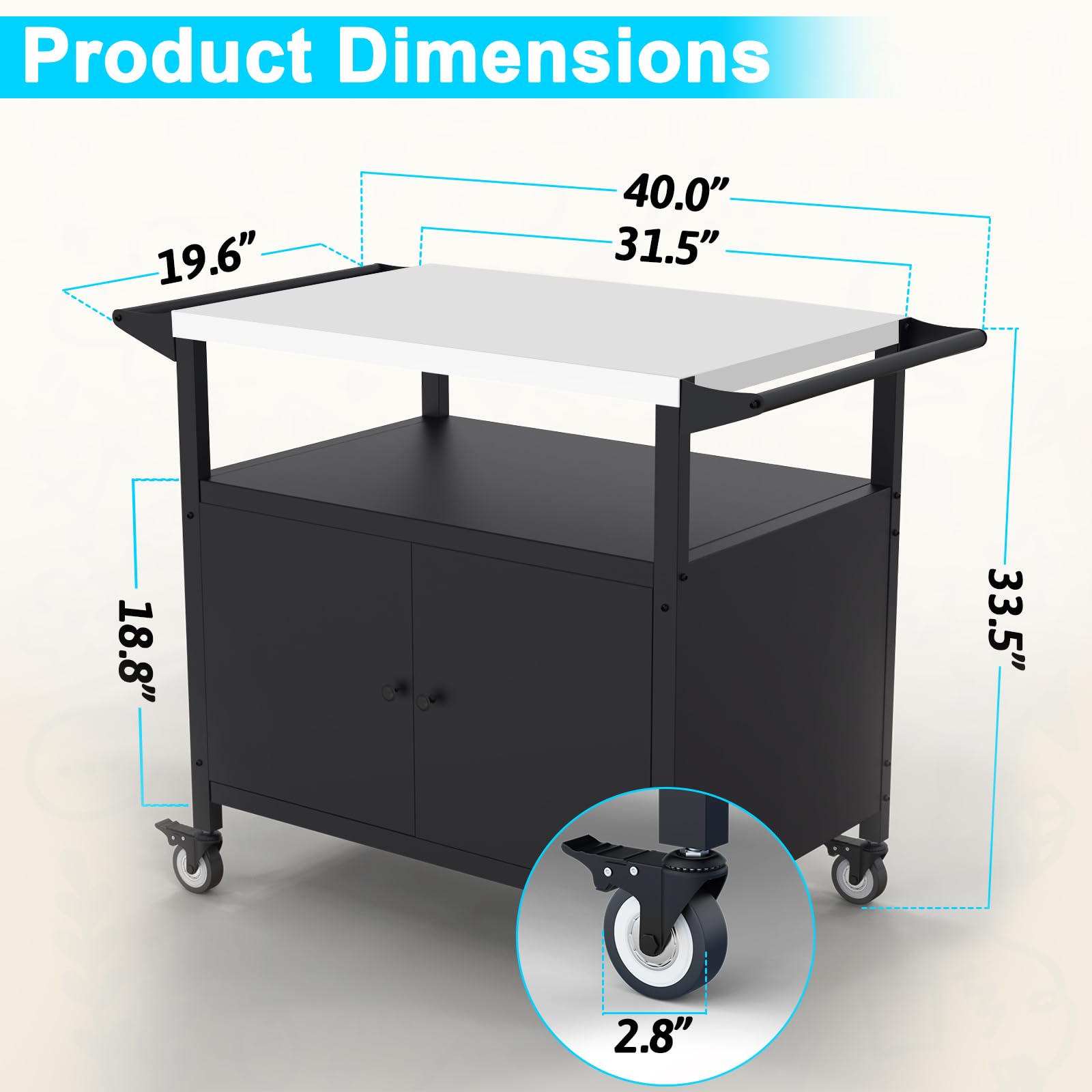 Stainless Steel Outdoor Grill Table with Storage - Blackstone Griddle Stand & BBQ Serving Cart with 4 Utensil Hooks | Rolling Bar Cart for Outdoor Kitchen, Patio, Backyard & Camping Cooking