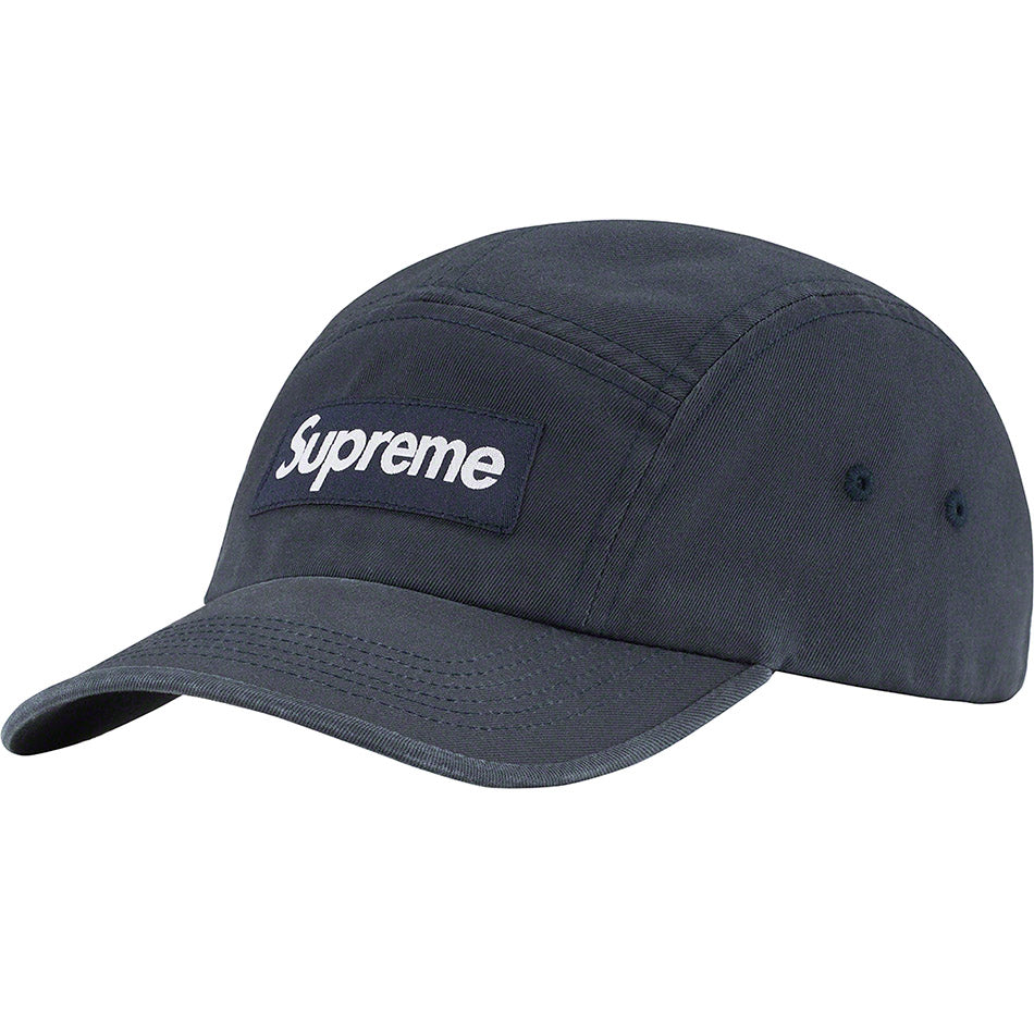Supreme SS23 Washed Chino Twill Camp Cap - Navy Blue Adjustable Dad Hat for Men | Streetwear Fashion Accessory for Urban Outfits & Casual Wear
