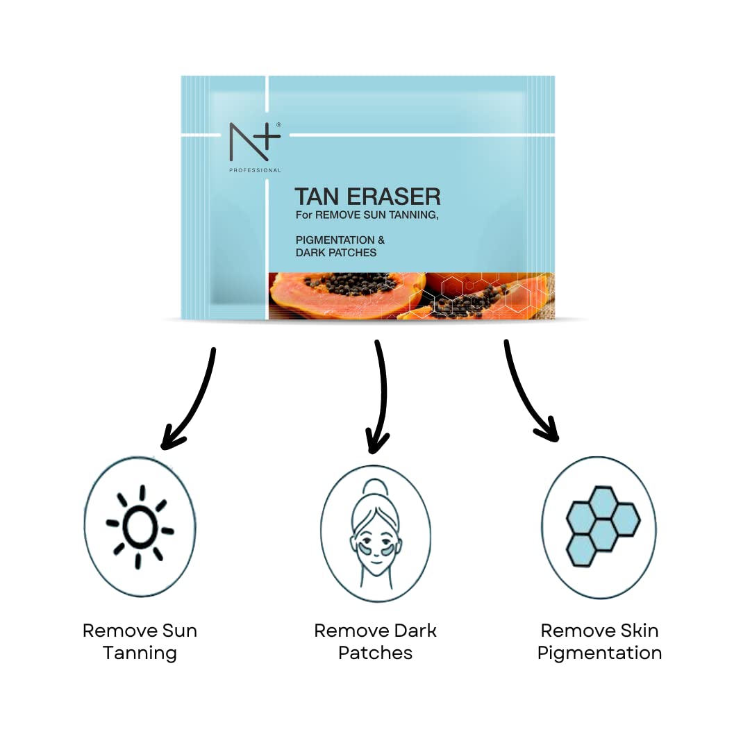 N Plus Professional Tan Eraser Mask - Remove Sun Tan, Pigmentation & Dark Spots - 6 Pack - Perfect for Post-Sun Care & Skin Brightening