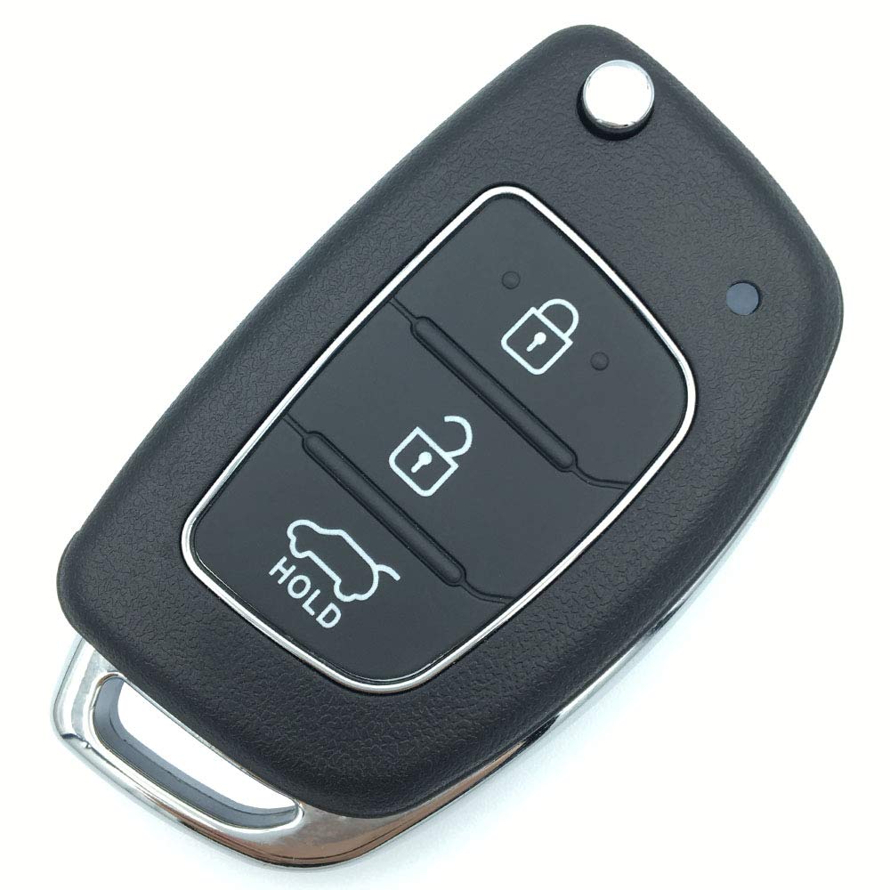 Replacement Uncut Key Remote Fob Case with 3 Buttons for Hyundai Santa Fe Flip Folding Key Cover - Durable Protective Shell for Car Key Fob Replacement (Perfect for Daily Use, Travel & Emergency Situations)