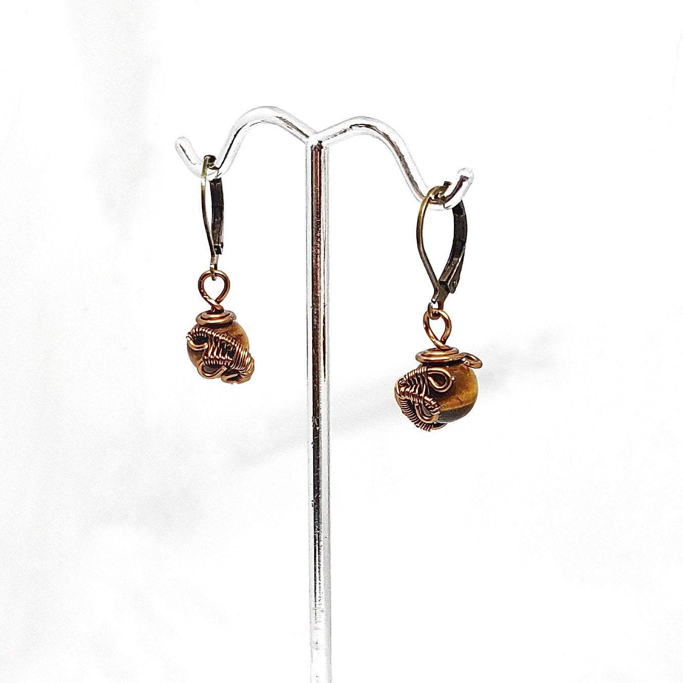 Original Tiger's Eye Lever Back Earrings – Natural Stone Jewelry for Women, Gift for Her, Perfect for Parties & Special Occasions
