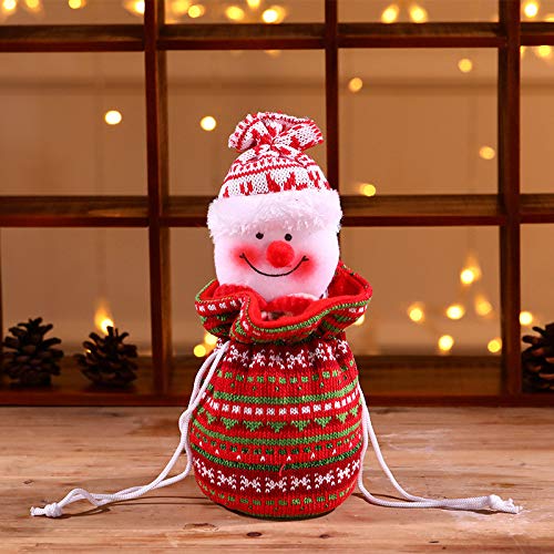 Candy Apple Red Knitted Christmas Gift Bag - Holiday Home Decor for Christmas Eve, Party Favors & Stocking Stuffers (One Size)
