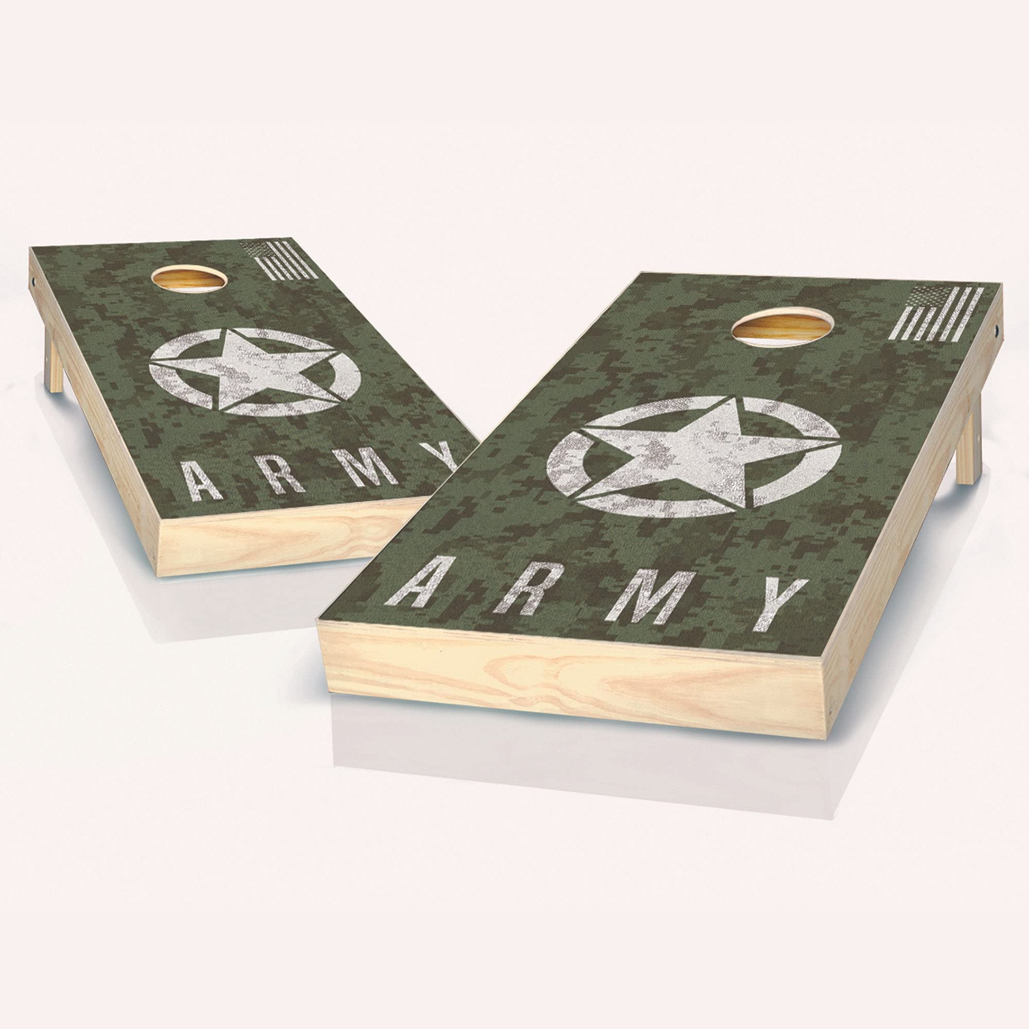 Skip's Garage US Army Digital Camo Cornhole Game Set - 2 Boards & 8 Bags with Accessories - Outdoor Lawn Tailgate Party & Backyard BBQ Games for Adults & Kids