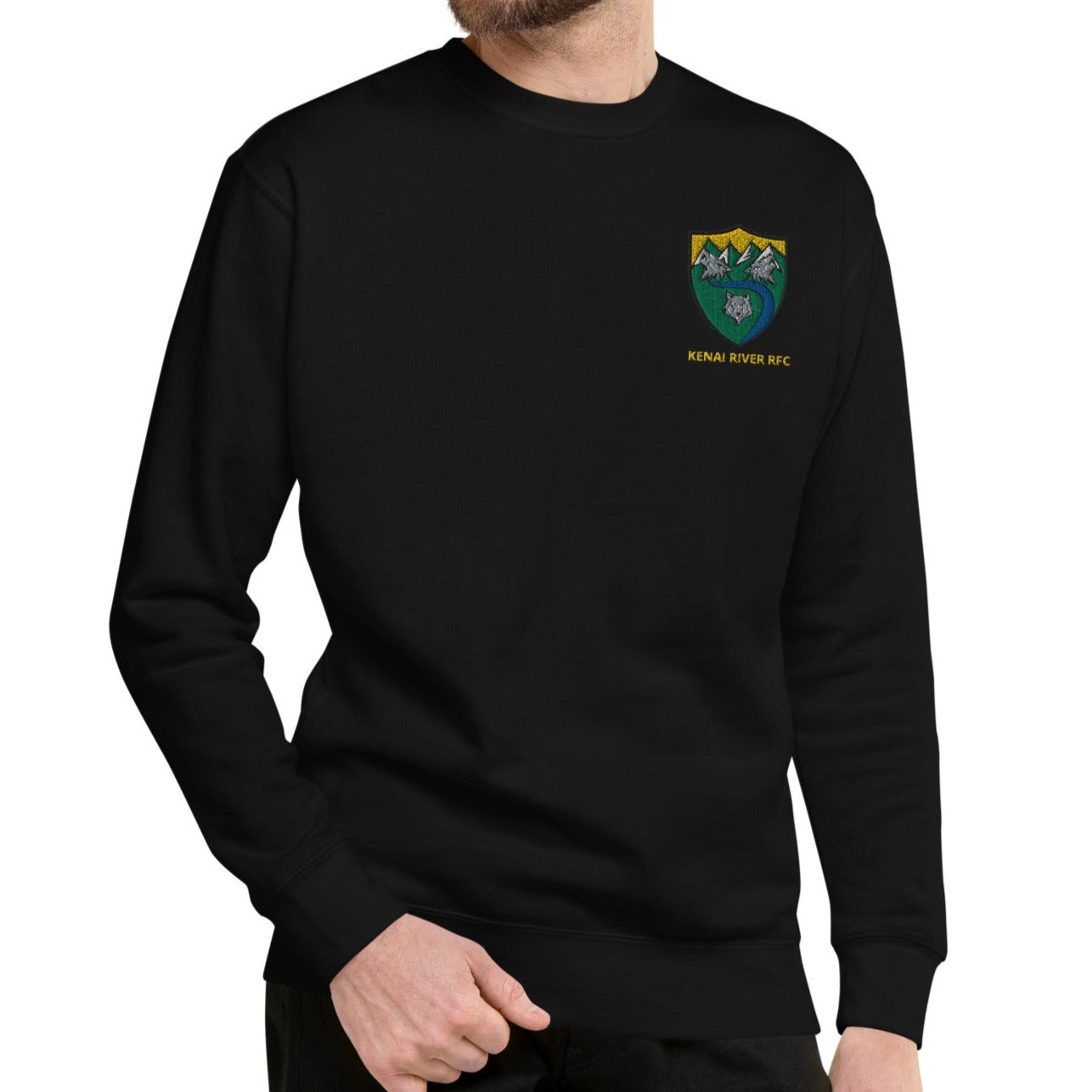 Kenai River RFC Embroidered Crewneck Sweatshirt - Comfortable Cotton Pullover for Men & Women - Perfect for Fishing, Outdoor Adventures & Casual Wear