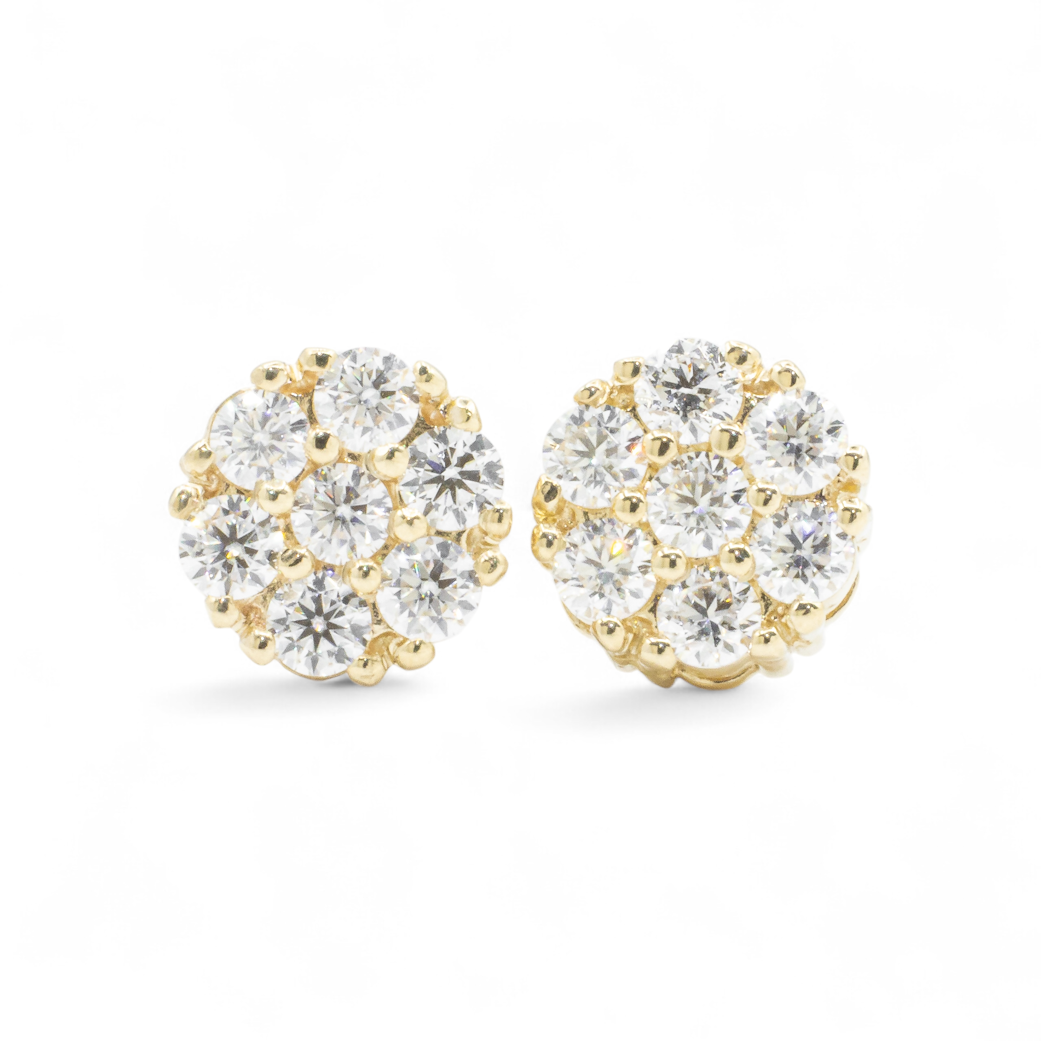 14K Yellow Gold Lab Diamond Cluster Earrings 0.4ctw - Elegant Stud Earrings for Women, Perfect for Weddings, Parties & Everyday Wear