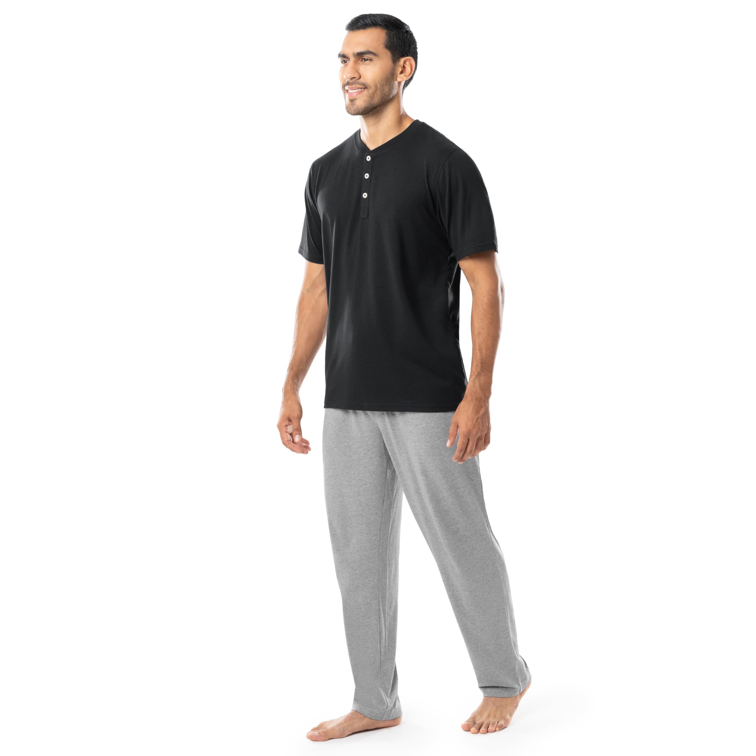 Fruit of the Loom Men's 2-Piece Jersey Knit Pajama Set - Soft & Comfortable Sleepwear for Lounge & Bedtime - Perfect for Relaxing at Home or Gift Giving